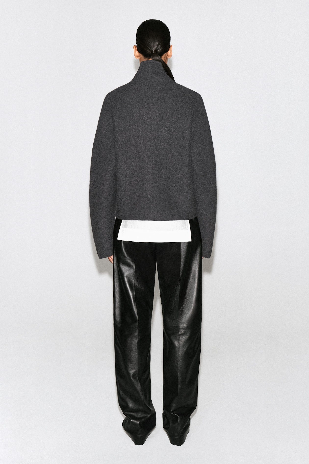 BOILED-WOOL UNIFORM JACKET — CHARCOAL