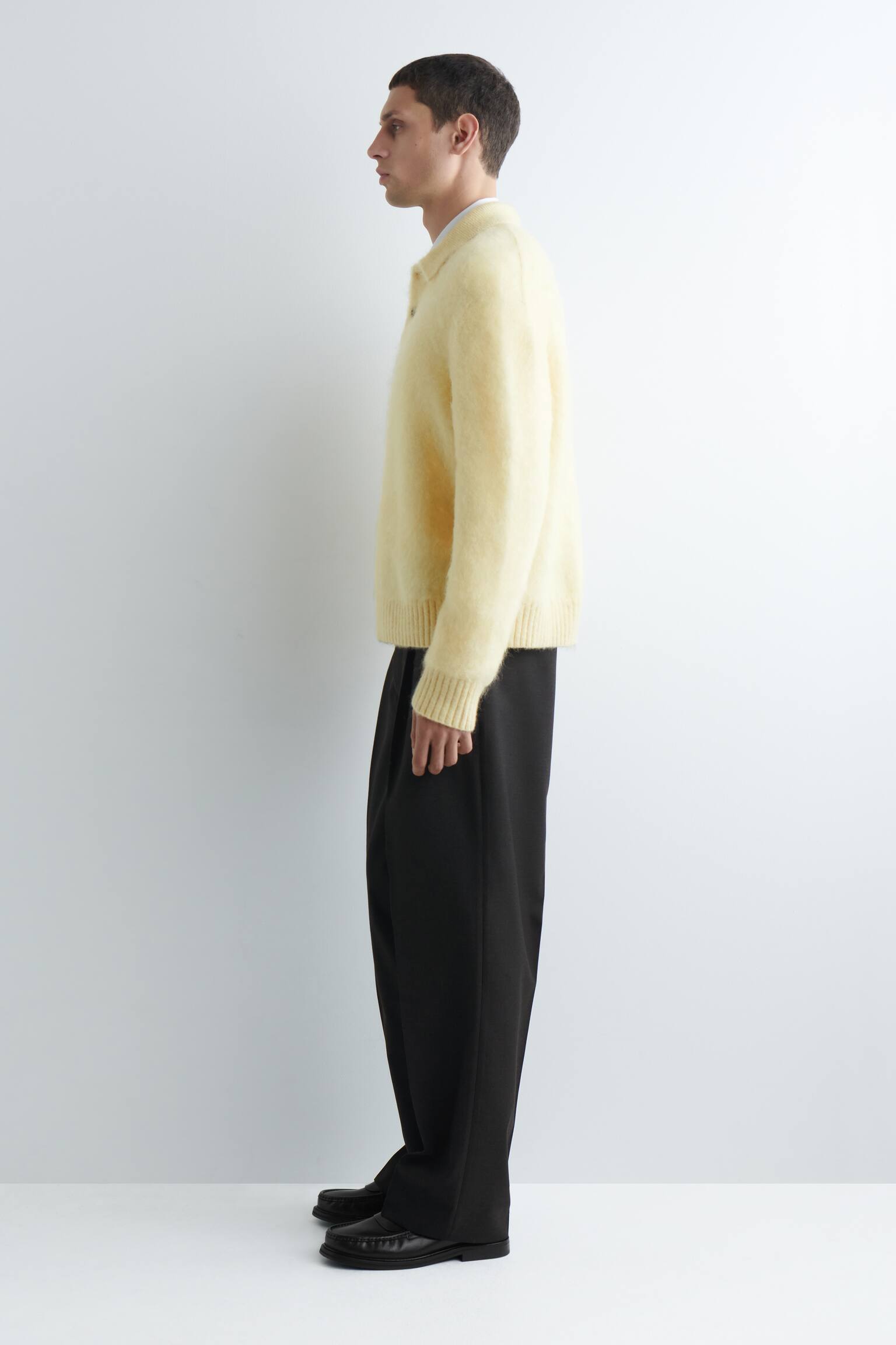 סוודר פולו במיקס מוהר מוברש - בז בהיר - 7