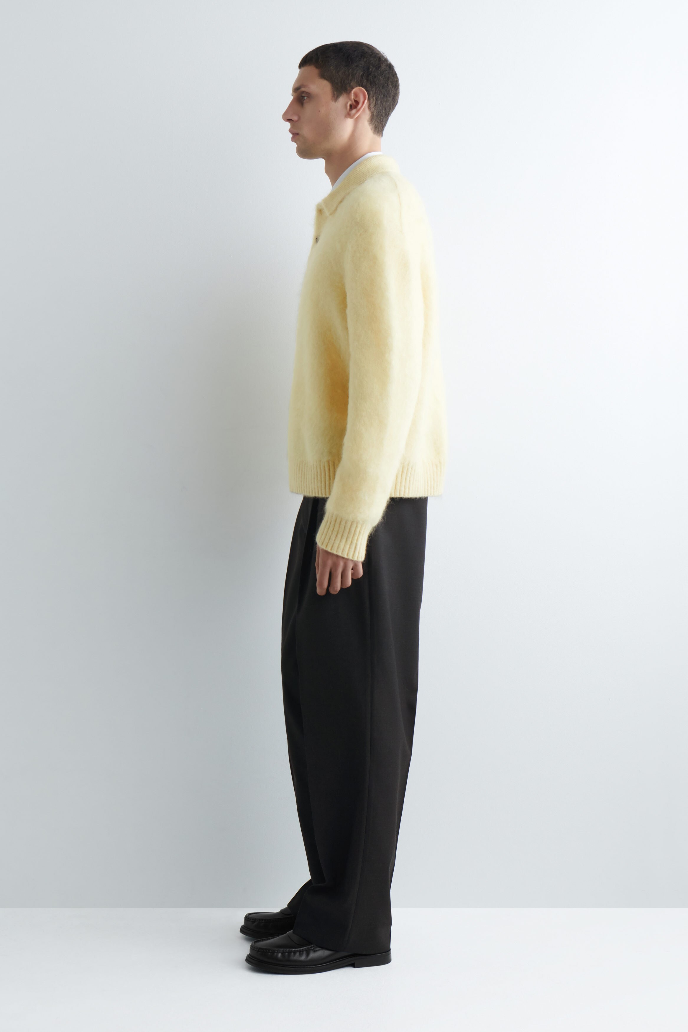 BRUSHED MOHAIR-BLEND POLO SWEATER - PALE YELLOW | COS US