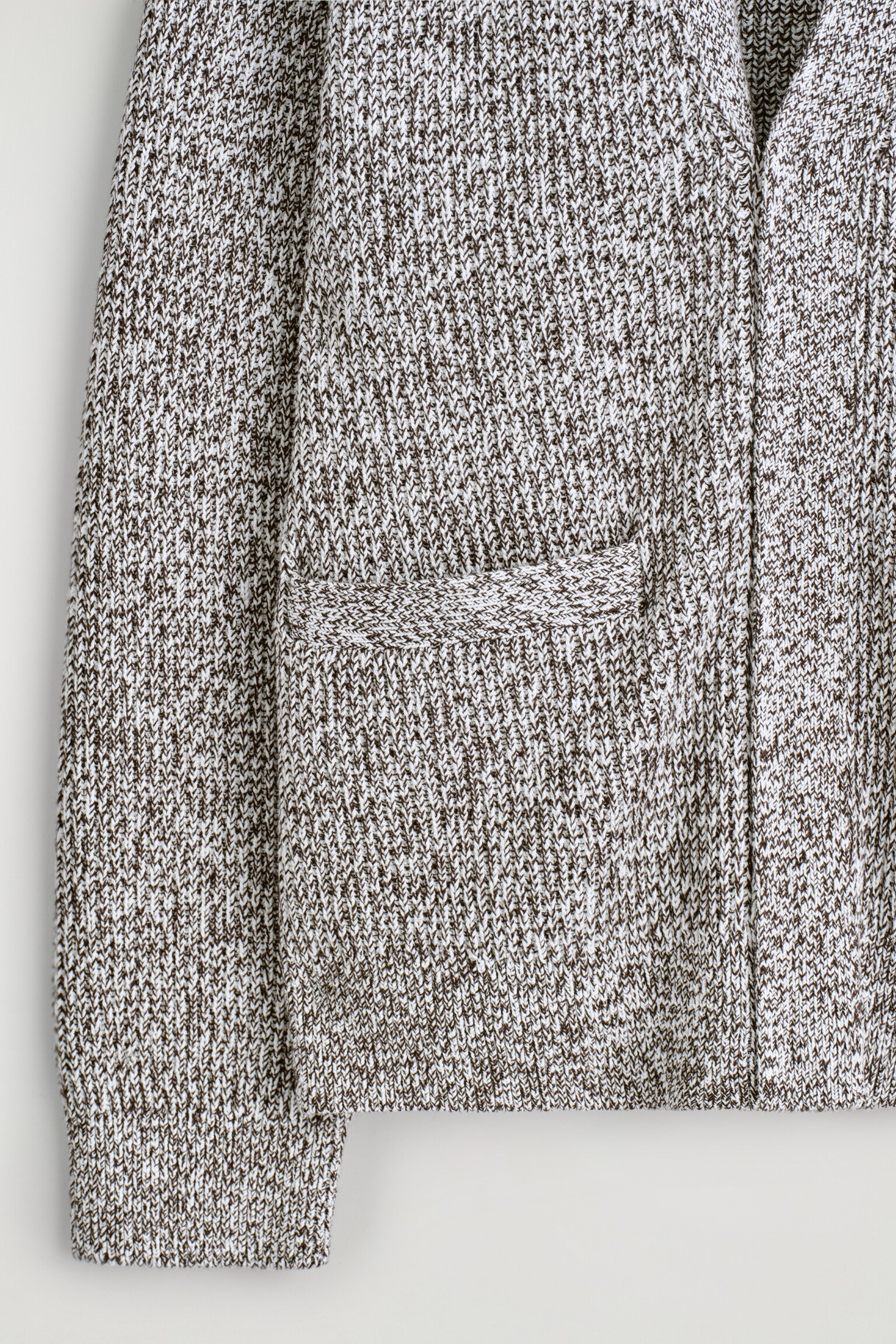 CARDIGAN ZIPPÉ À COL EN V MOUCHETÉ - BRUN CHINÉ - 6
