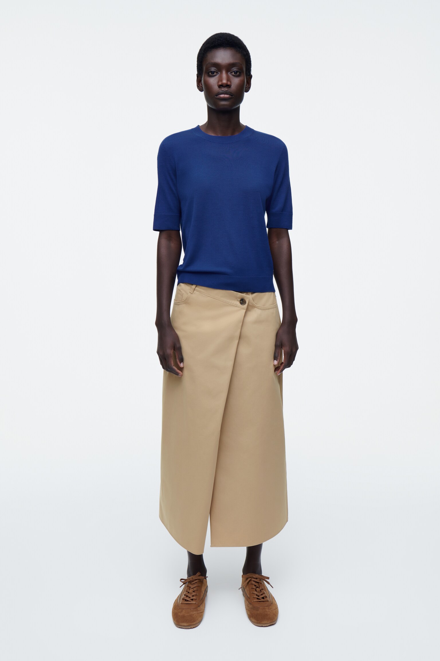 T-SHIRT SLIM SANS COUTURE EN LAINE MÉRINOS - BLEU/NOIR - 5