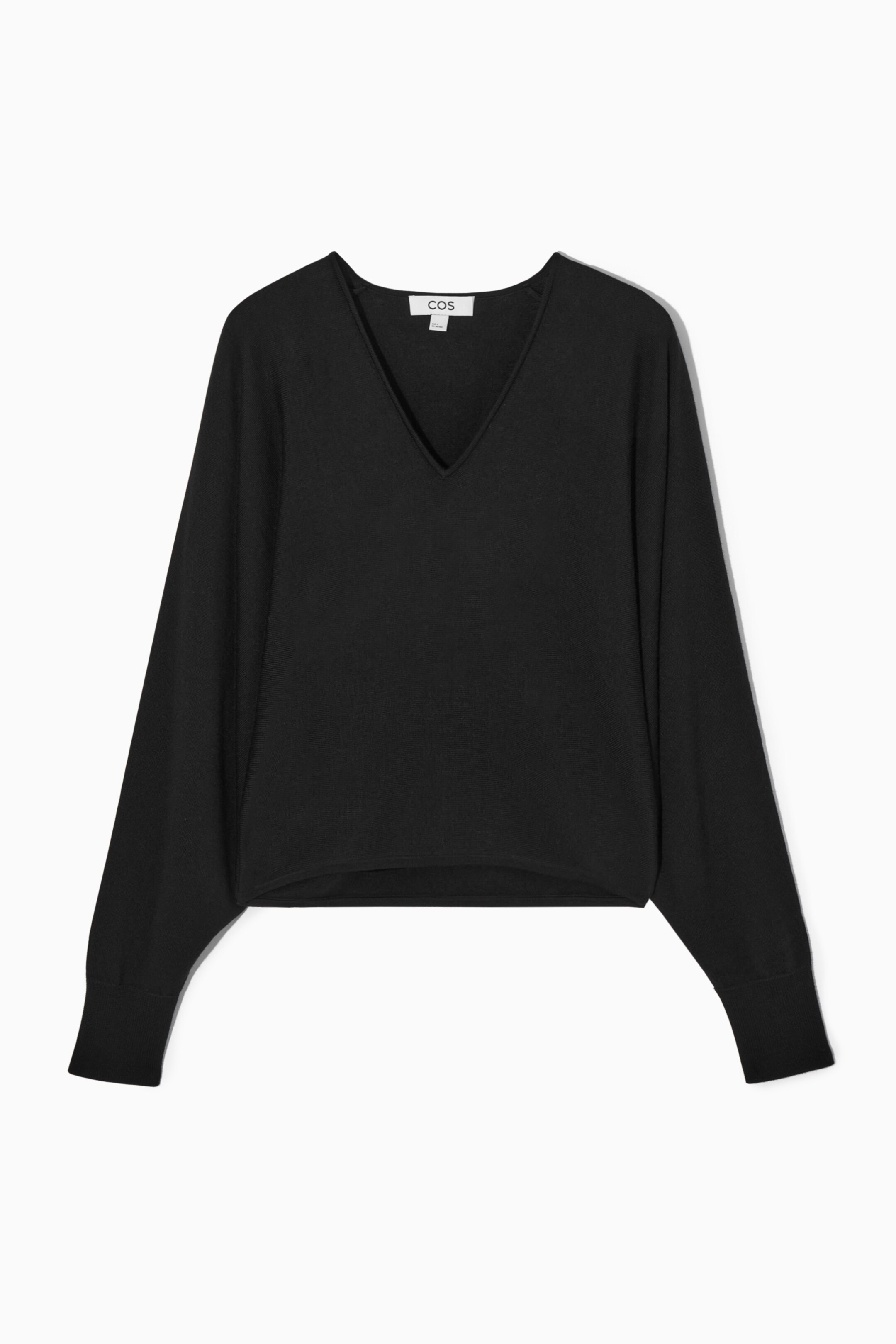 View larger image: V-NECK MERINO WOOL BATWING JUMPER - BLACK - Ladies | H&M GB 1