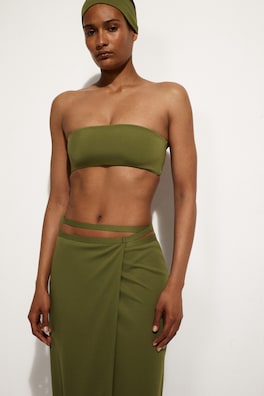 SARONG WRAP SKIRT — KHAKI 2