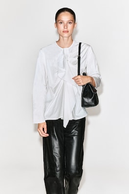 RUFFLED COTTON BLOUSE — WHITE 1