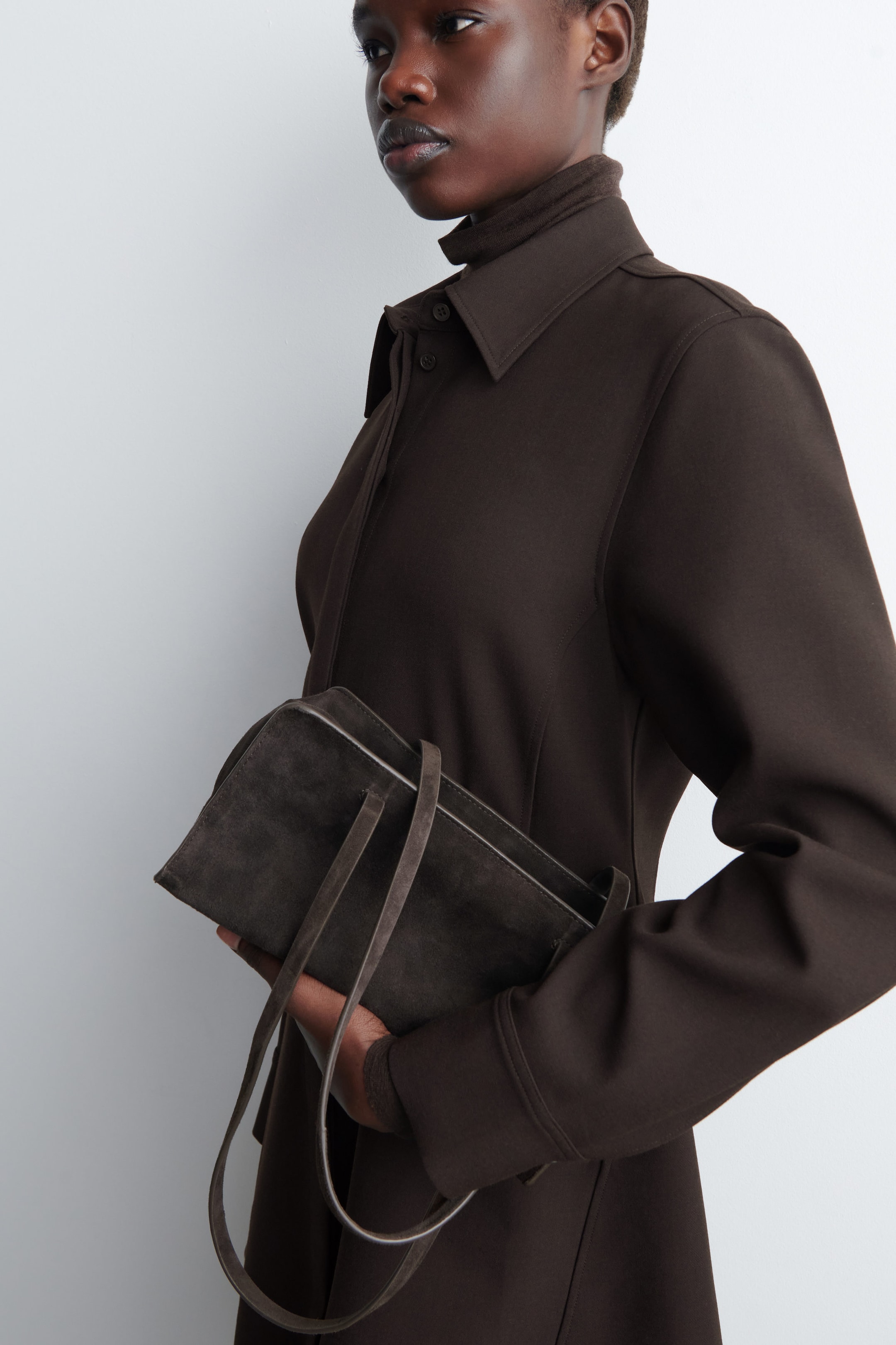 LONG-SLEEVED MINI SHIRT DRESS