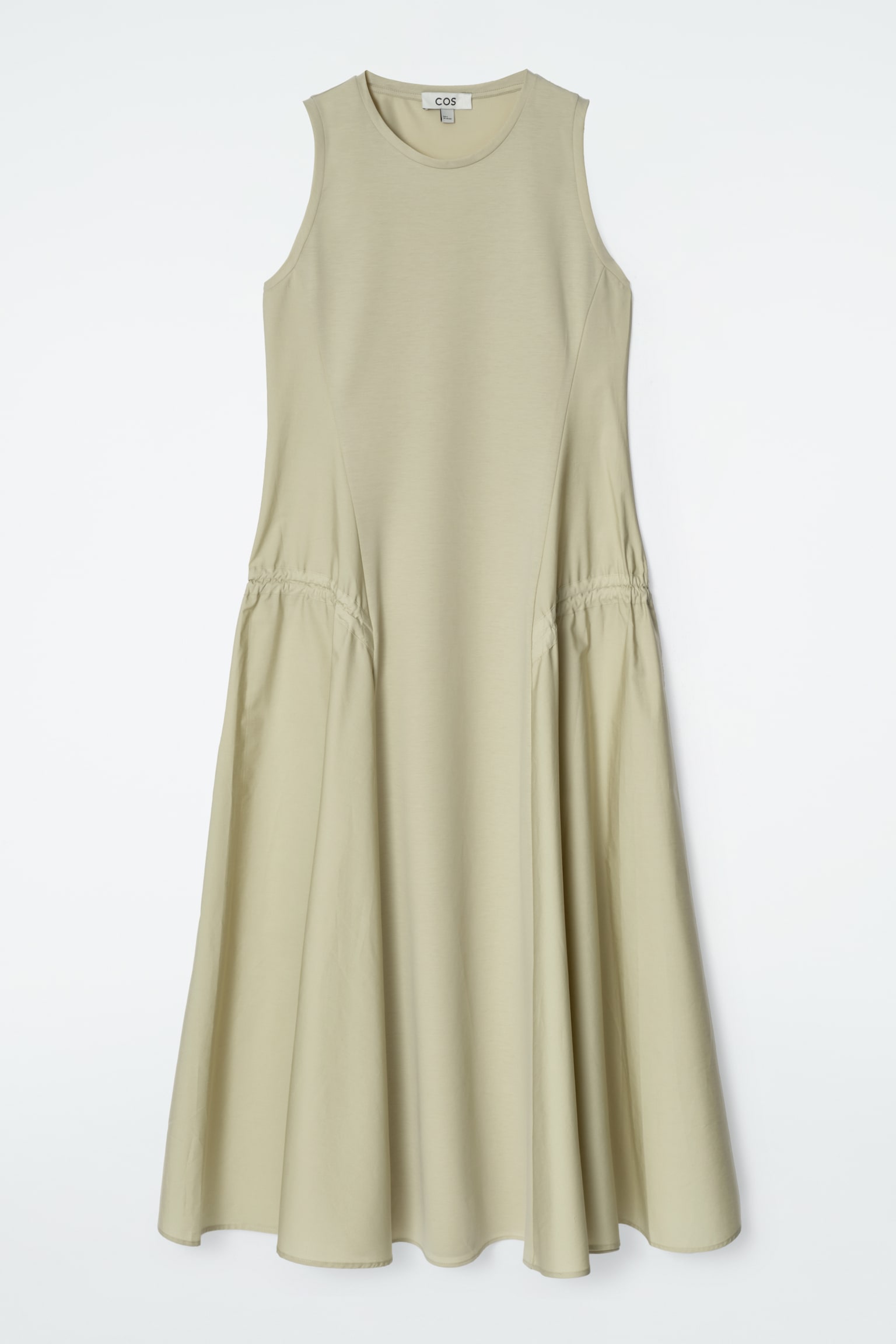 VESTIDO MIDI CON PANELES FRUNCIDOS - PISTACHO/NEGRO - 2