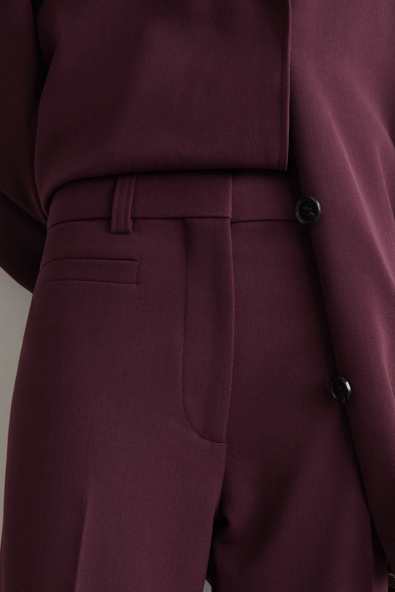 PANTALON DROIT EN LAINE MÉLANGÉE - BORDEAUX - 6