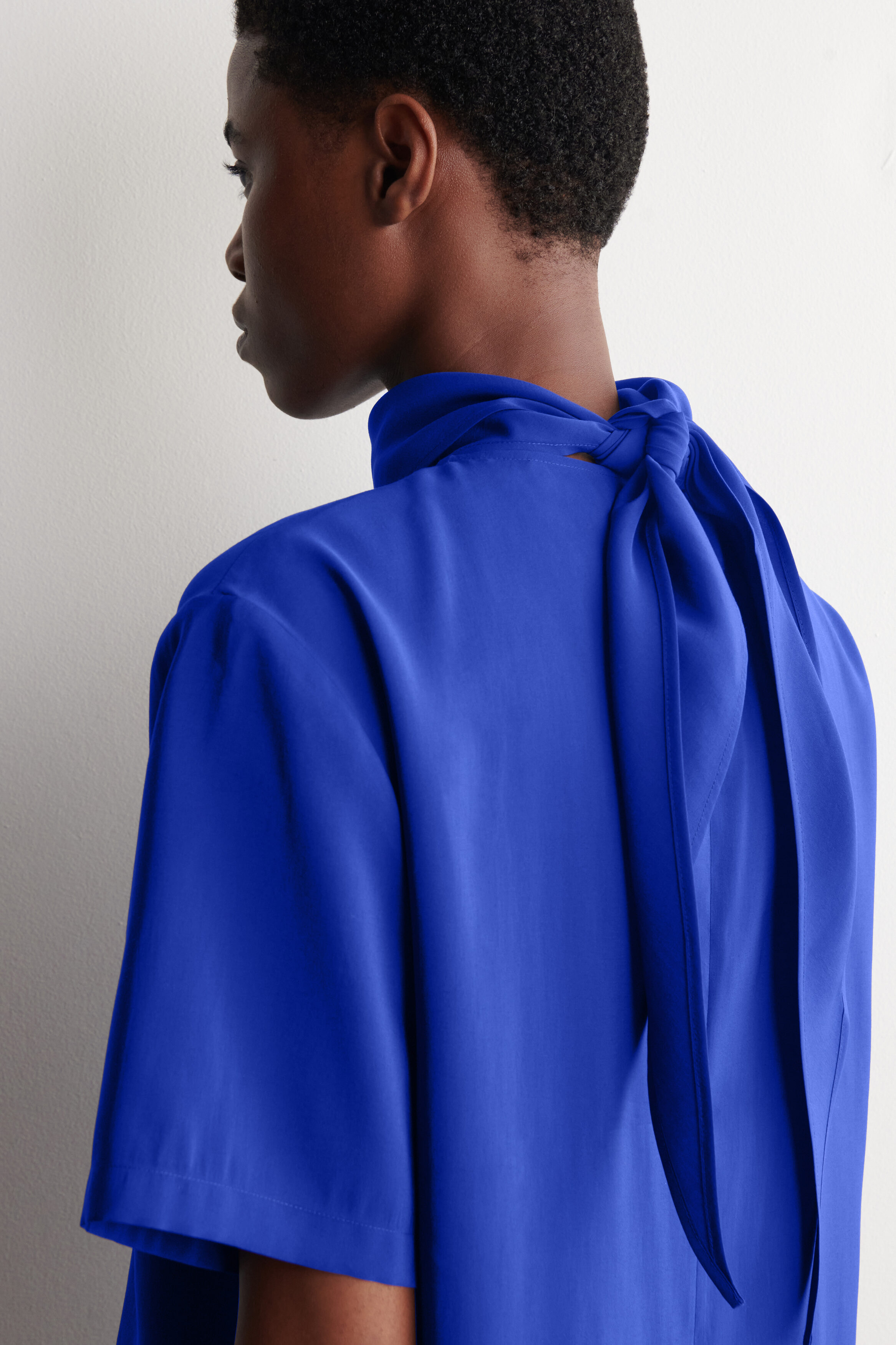 DRAPED SCARF-DETAIL TOP - COBALT BLUE | COS NL
