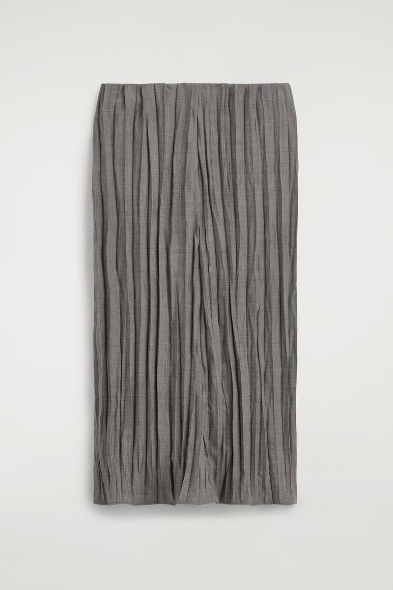 Crushed-Pleat Midi Skirt