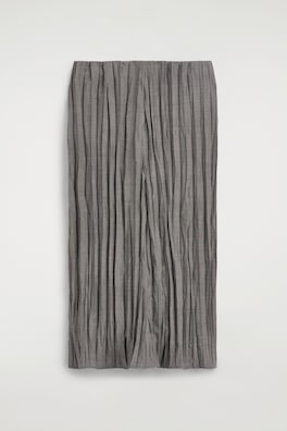 CRUSHED-PLEAT MIDI SKIRT — GREY 7