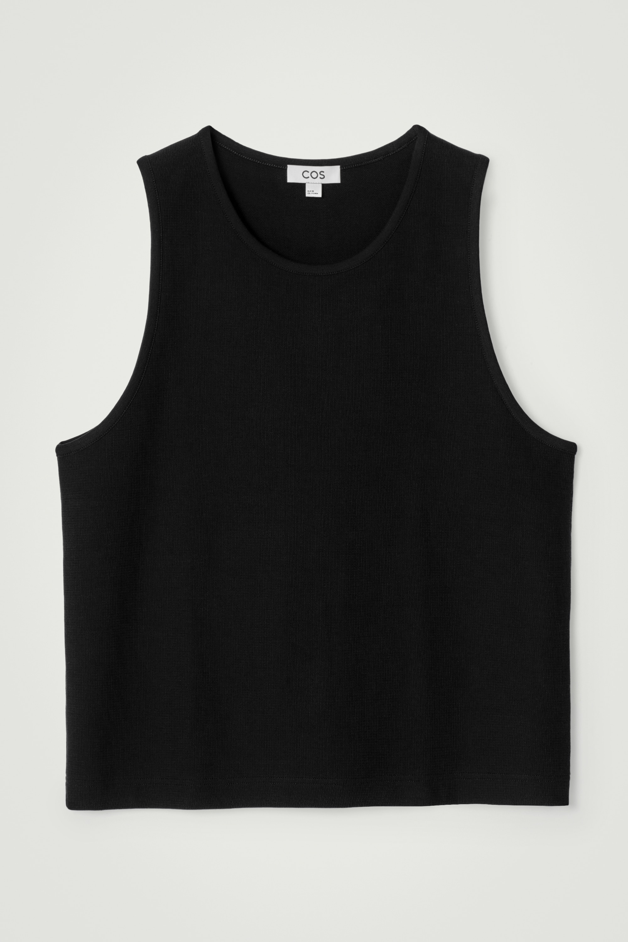 TEXTURED COTTON-JERSEY TANK TOP - BLACK