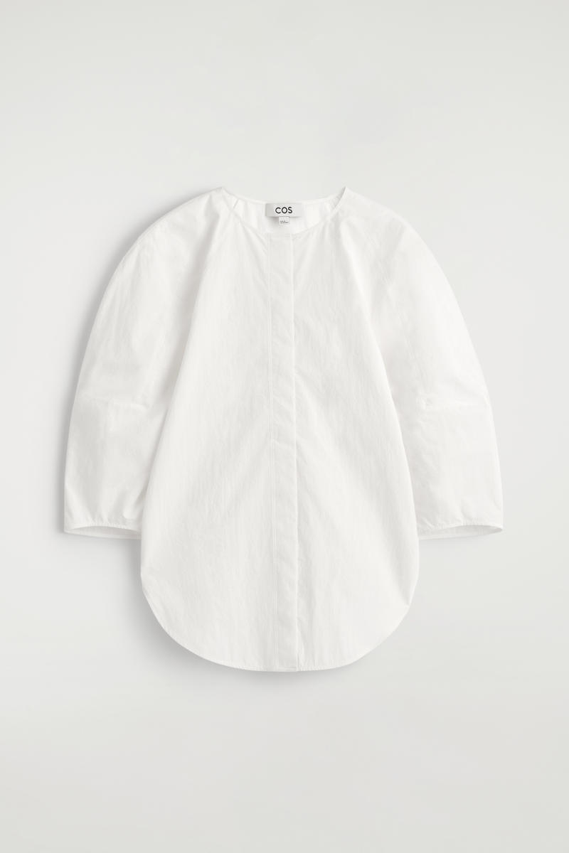 Sculptural Pima Cotton-Poplin Blouse