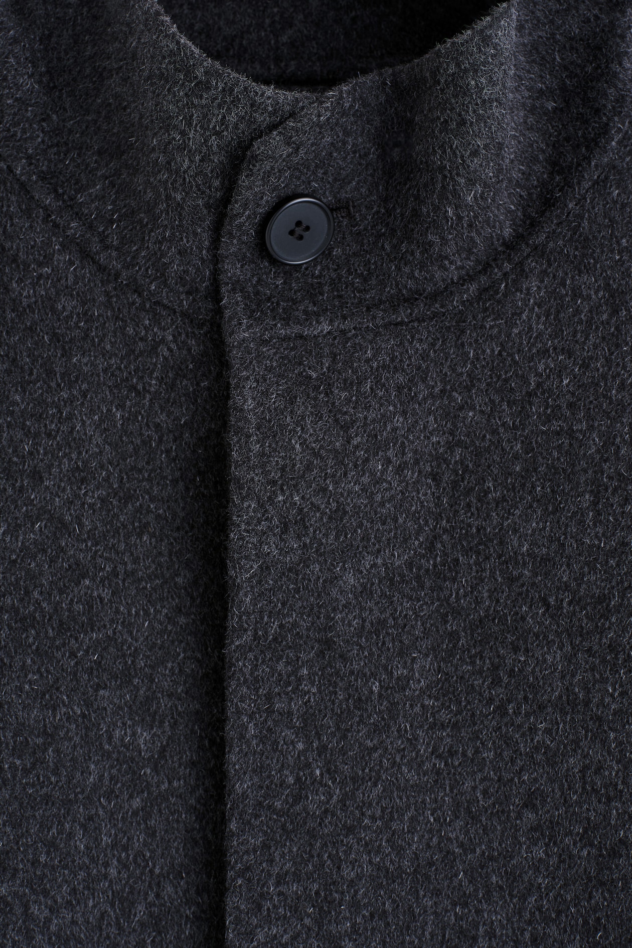 DOUBLE-FACED WOOL MOCK-NECK JACKET — CHARCOAL MÉLANGE
