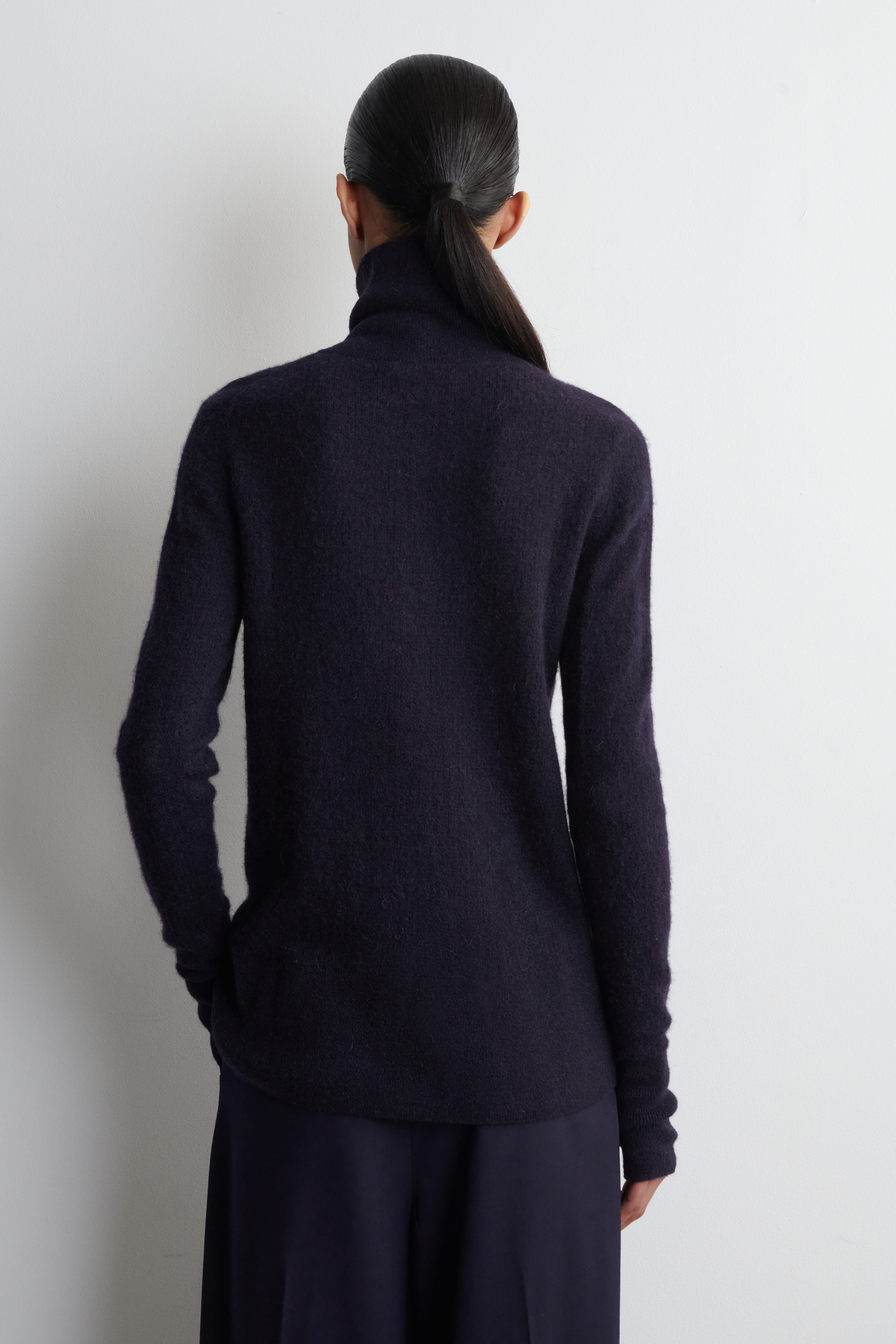 ALPACA MERINO WOOL TURTLENECK CARDIGAN - NAVY MÉLANGE | COS US