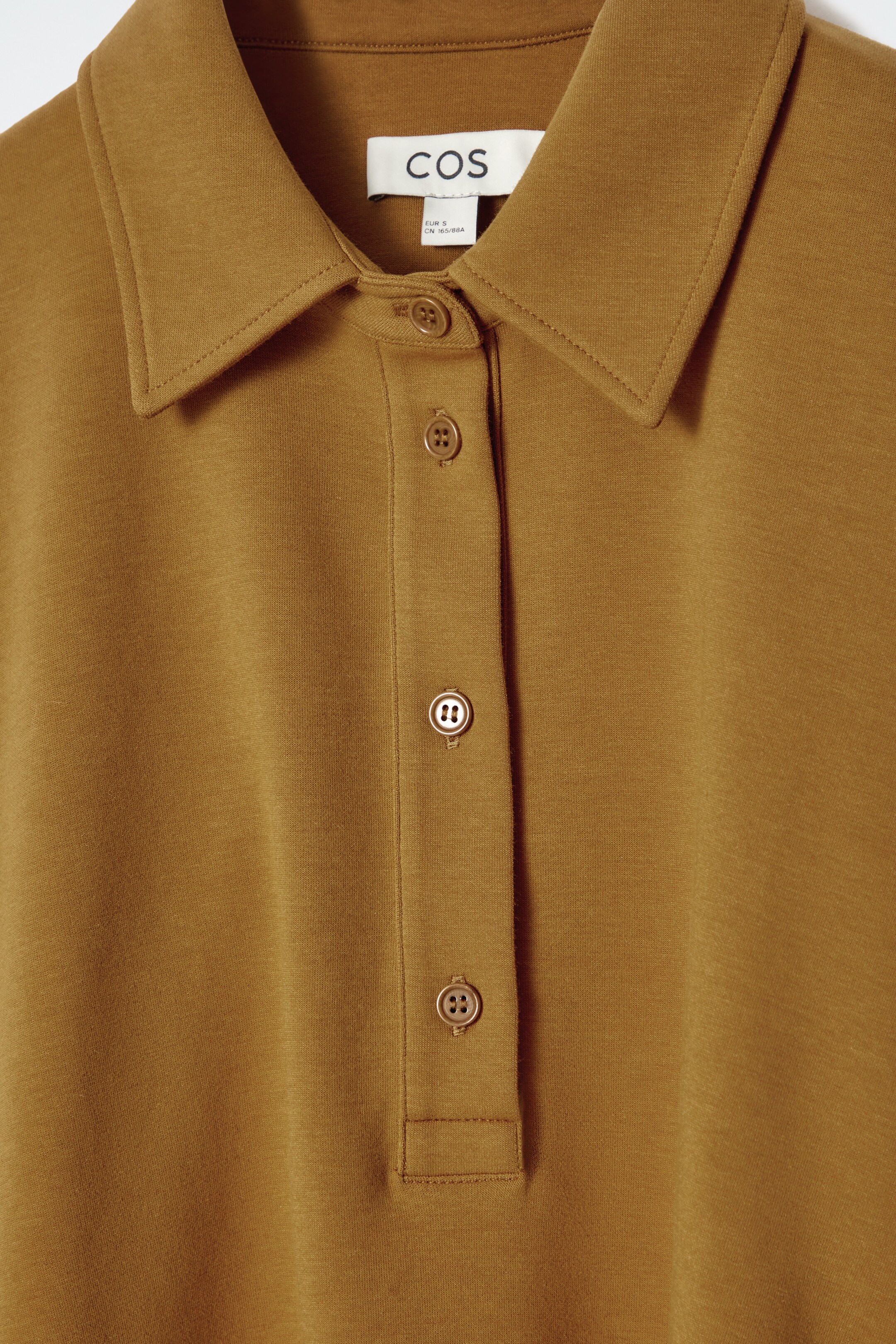 Grotere afbeelding bekijken: UITGELOPEN KATOEN-JERSEY POLOSHIRT - BRUIN - DAMES | H&M BE 7