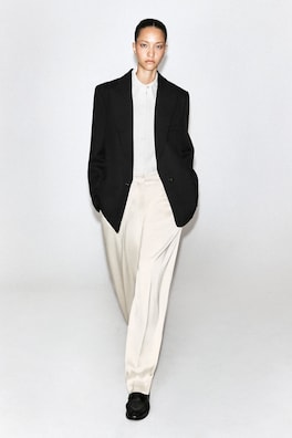 TAILORED MATTE-SATIN BARREL-LEG PANTS — OYSTER 1