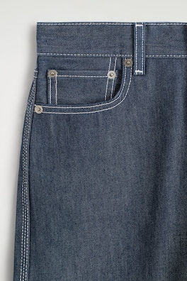 CHORD TOPSTITCHED RAW STRAIGHT-LEG JEANS — RAW INDIGO 6