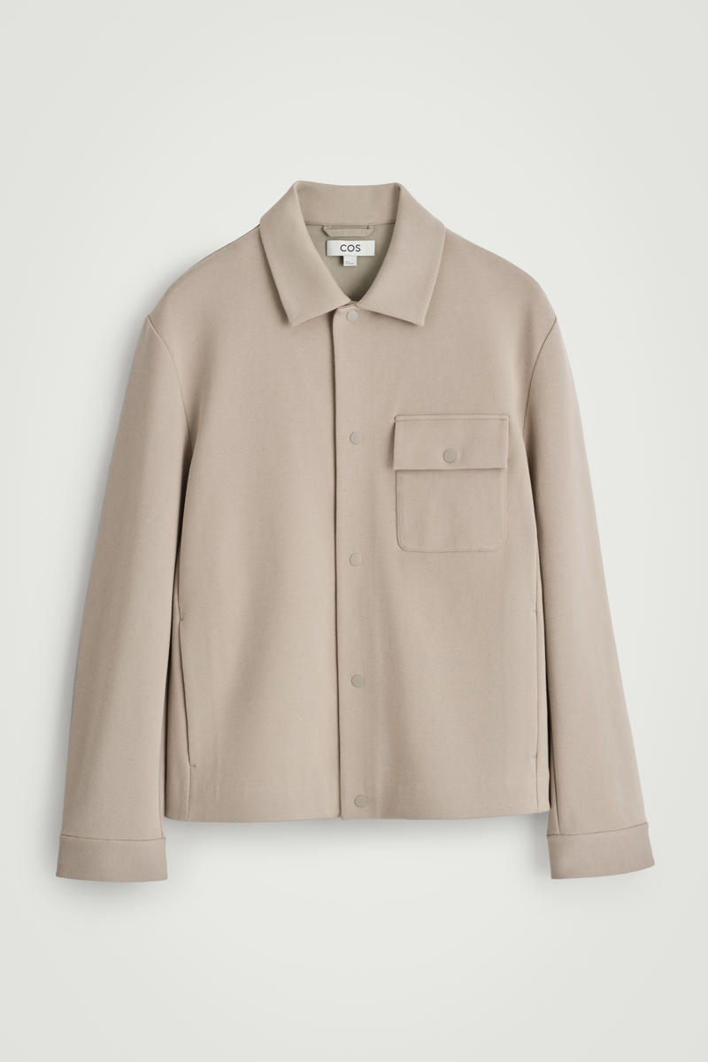 Cos Jersey-twill Shirt Jacket In Beige In Sand