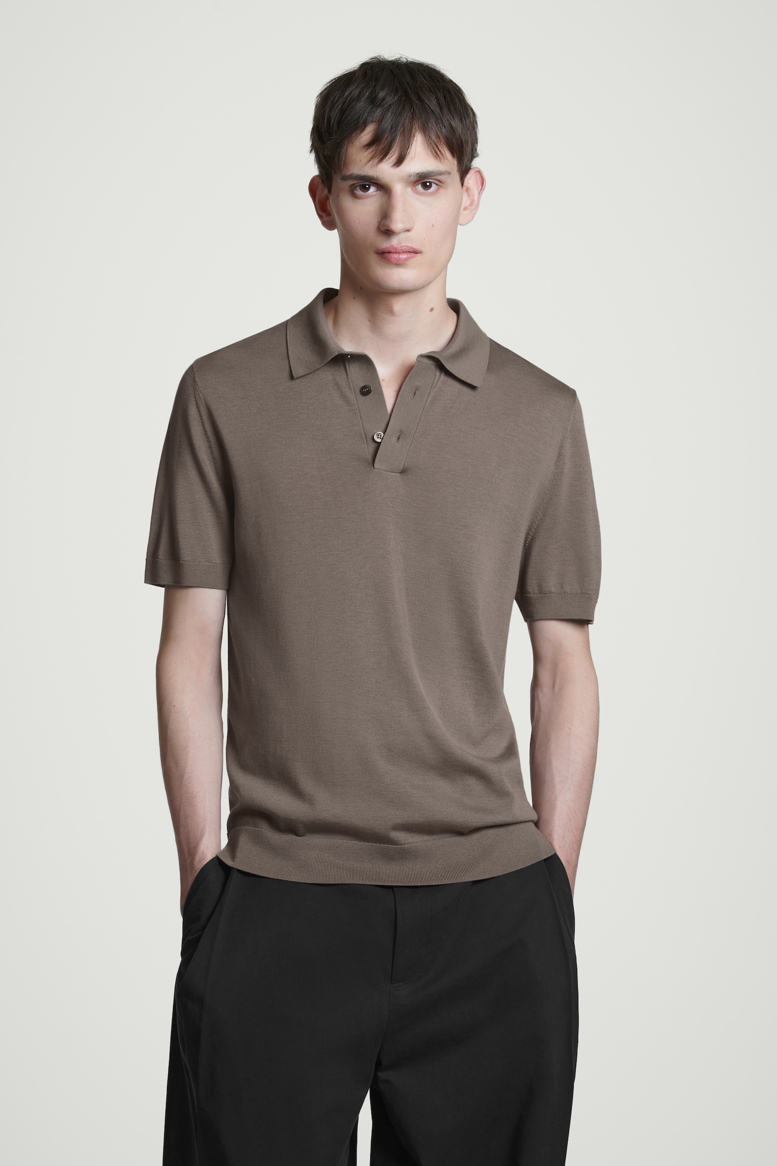 POLO SLIM IN MAGLIA DI SETA - TALPA SCURO/NERO/BLU NAVY/TALPA