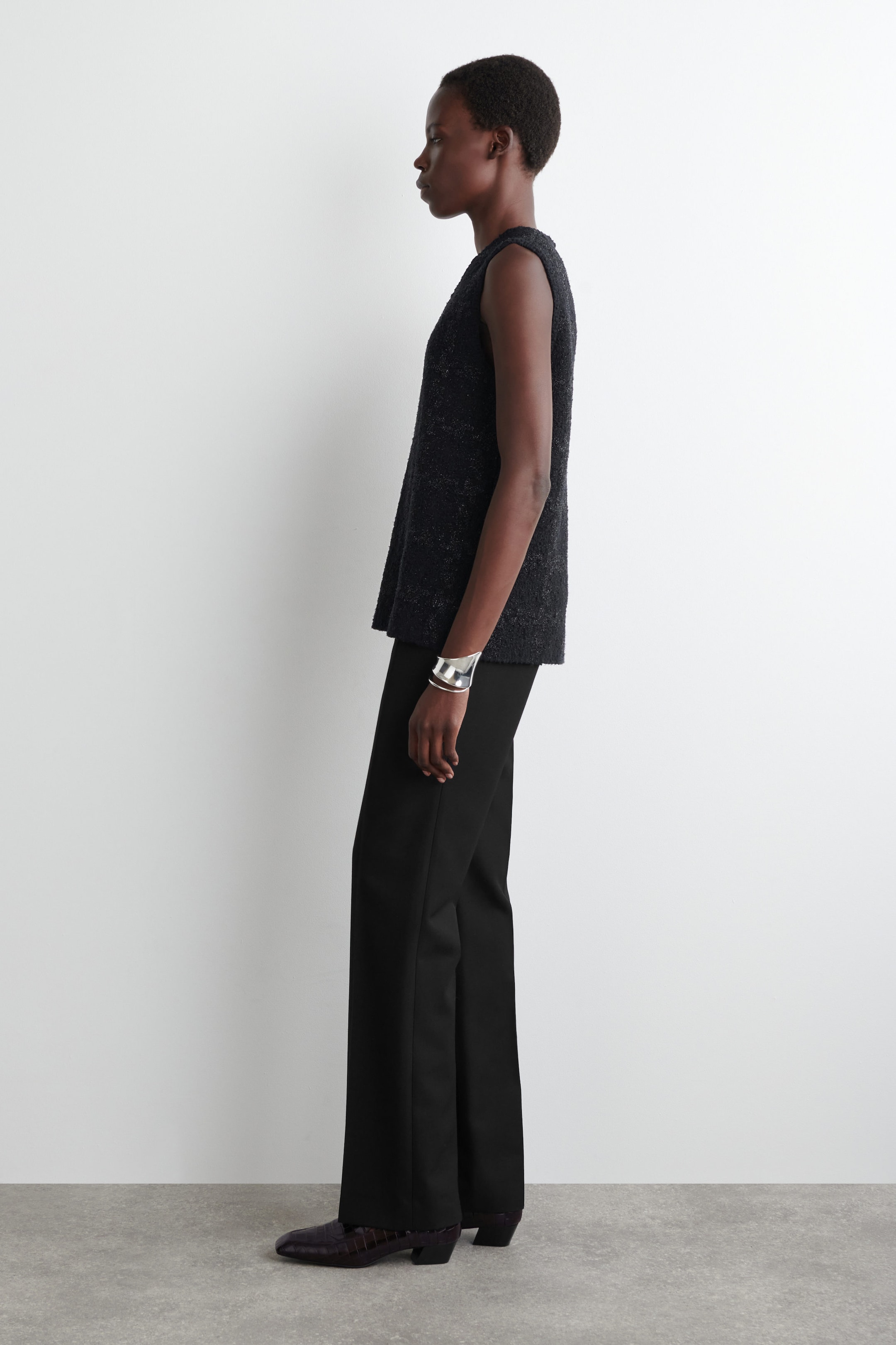 SPARKLY BOUCLÉ-KNIT VEST - BLACK / CHECKED | COS US