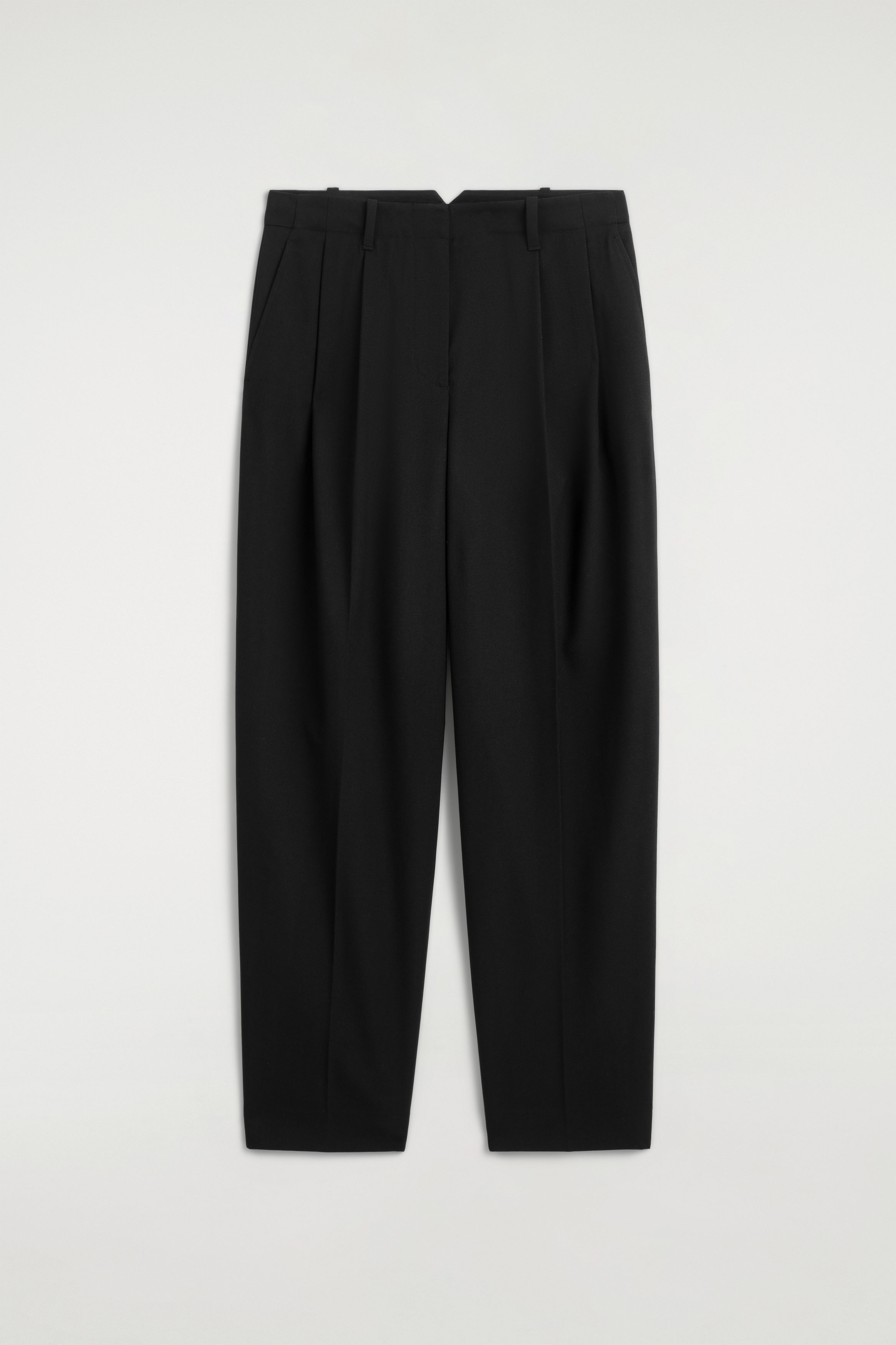 PLEATED WOOL-BLEND TAPERED PANTS - BLACK | COS US