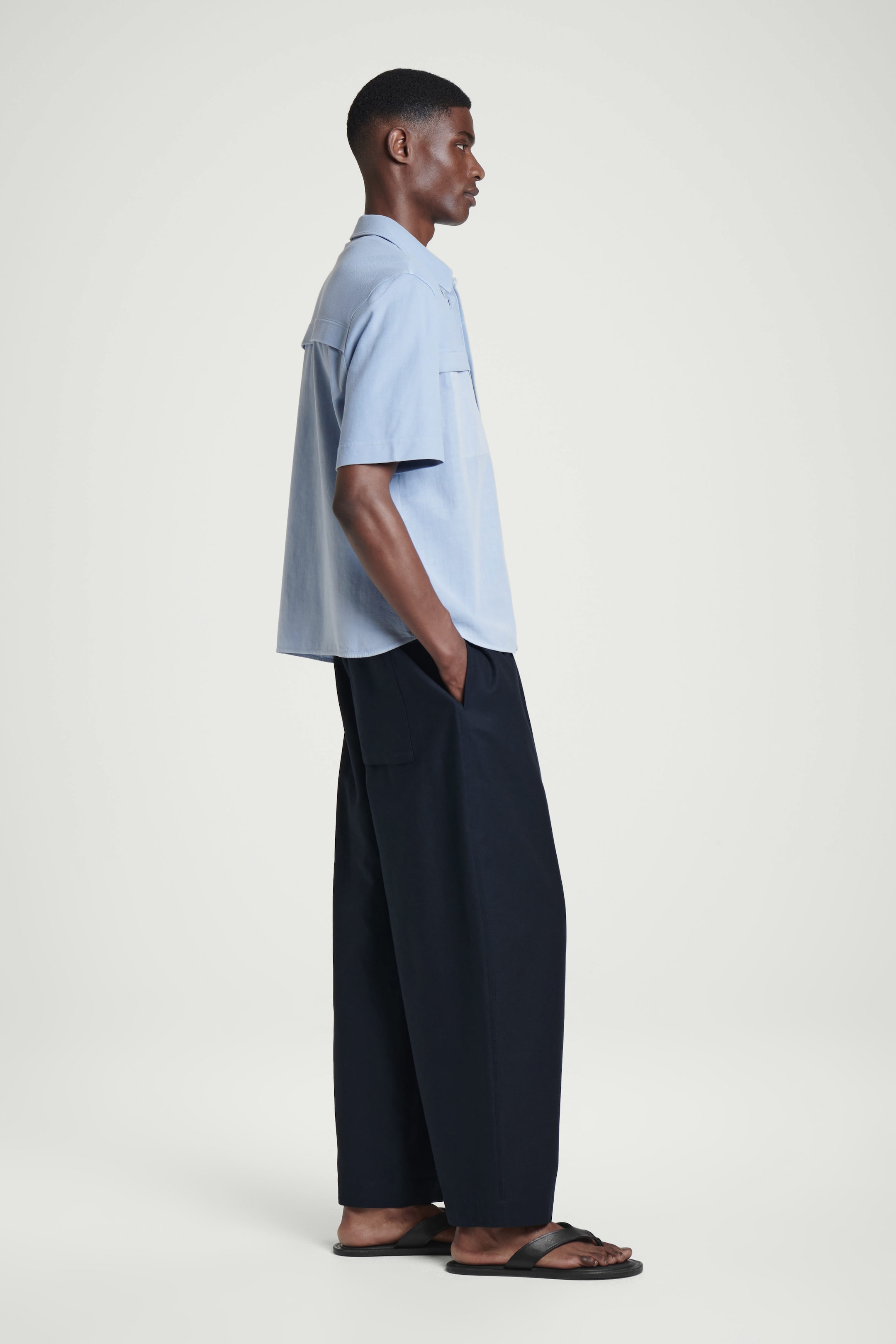 GARMENT-DYED PANELED SHIRT