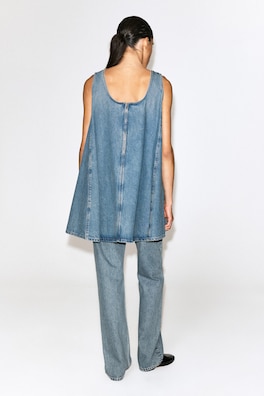 DENIM A-LINE MINI DRESS — BLUE 5