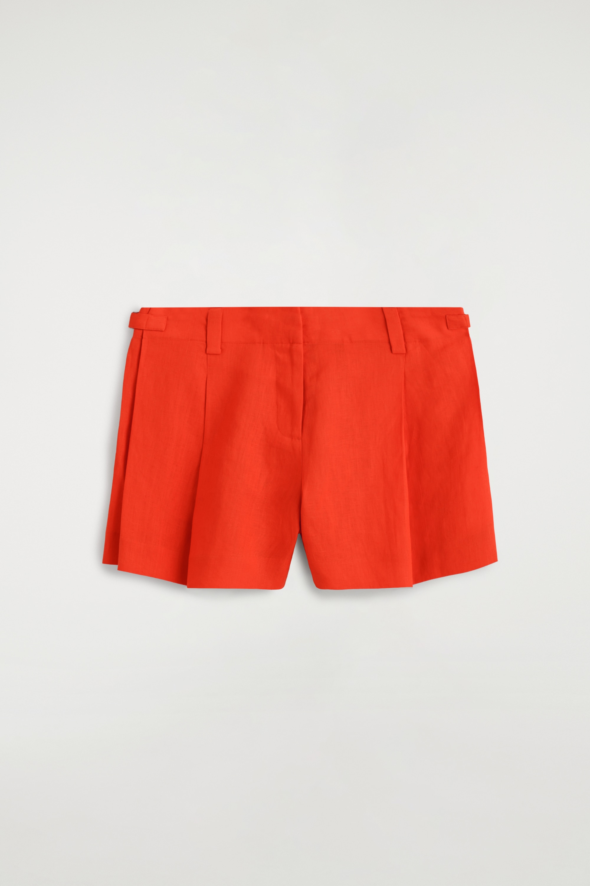 Plisséshorts met ceintuur van linnen - Oranje/ZWART