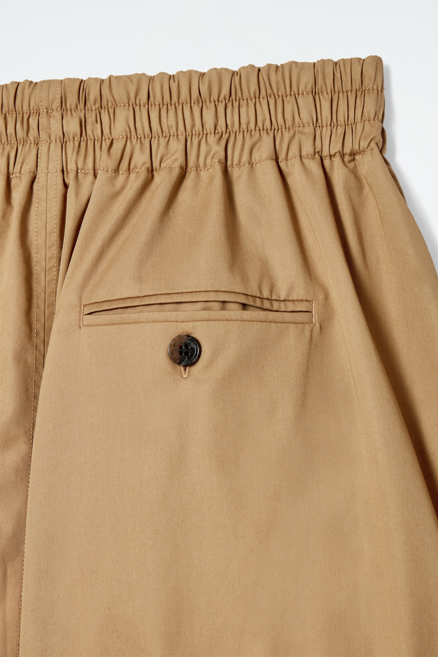 DRAWSTRING A-LINE MIDI SKIRT - DARK BEIGE - 3