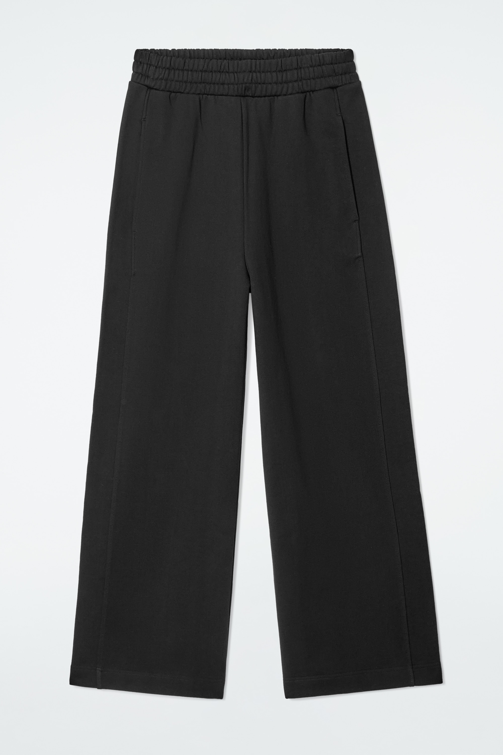 JERSEY WIDE-LEG JOGGERS - BLACK