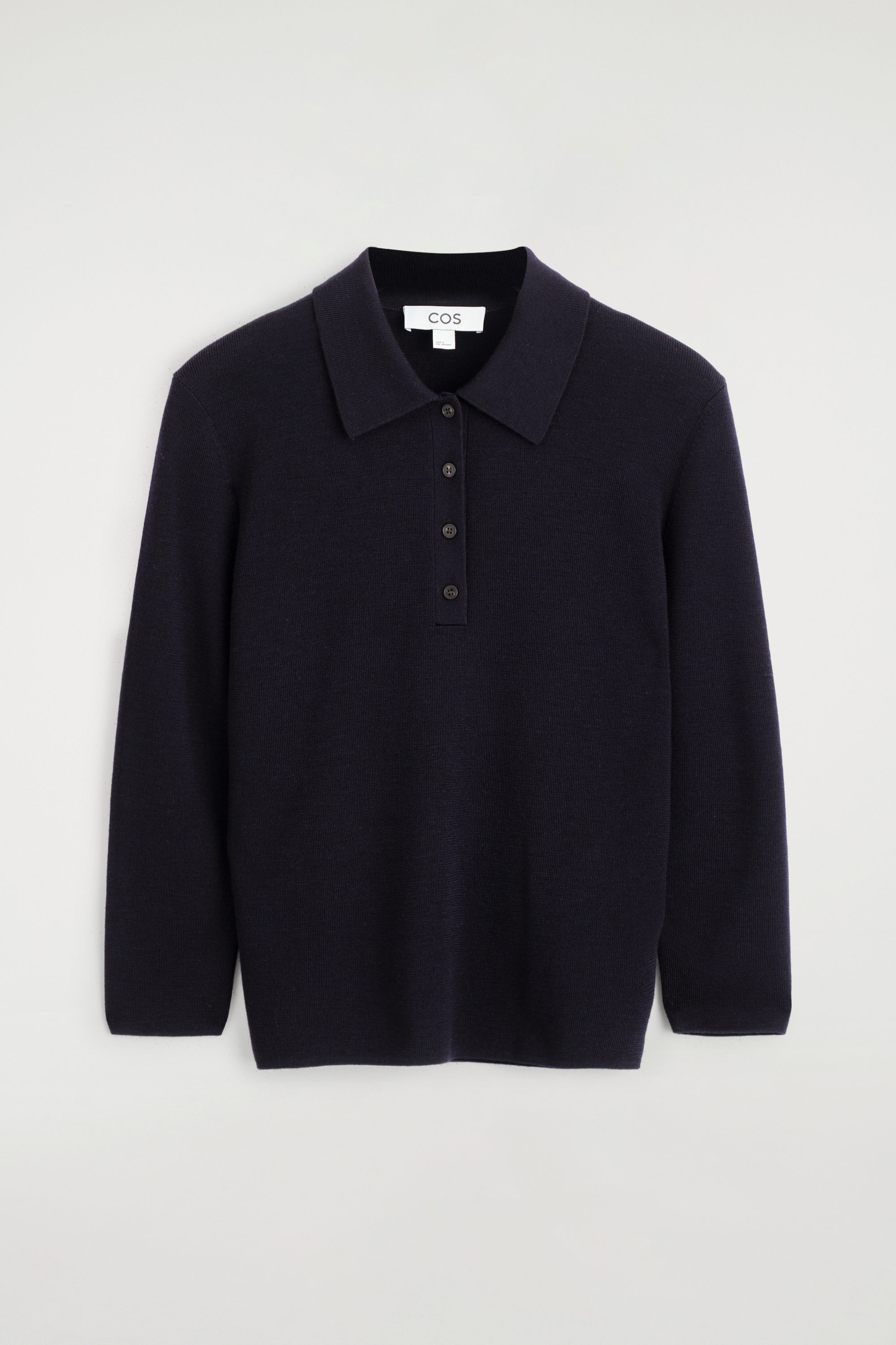 CROPPED-SLEEVE MERINO WOOL POLO SHIRT