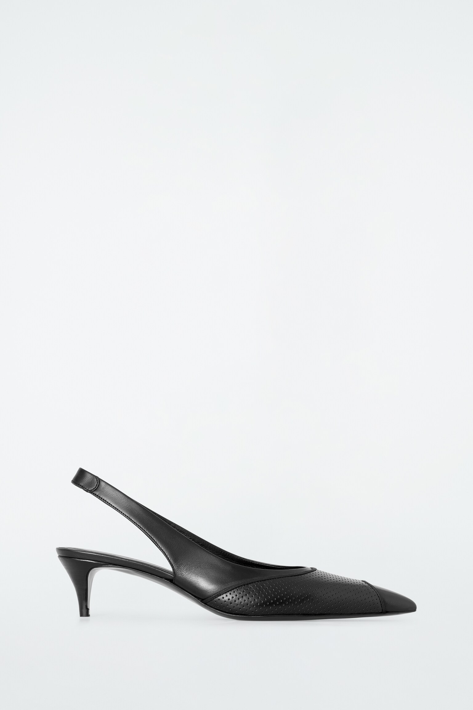 ESCARPINS SLINGBACK PETIT TALON EN CUIR PERFORÉ - NOIR/BLANC - 2
