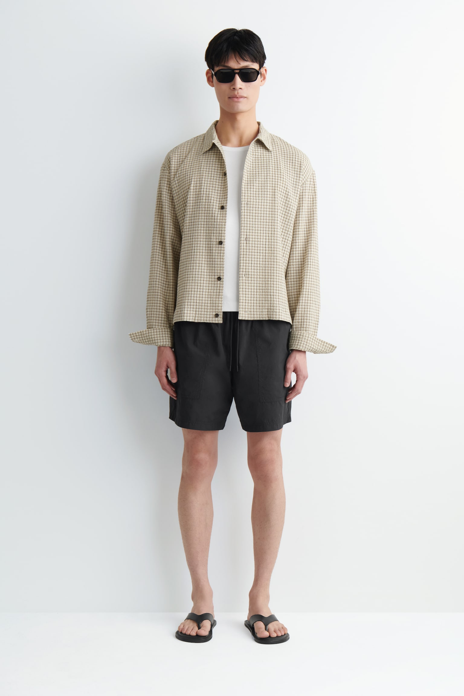 VENDBARE NYLON BADESHORTS - SORT / BEIGE - 1