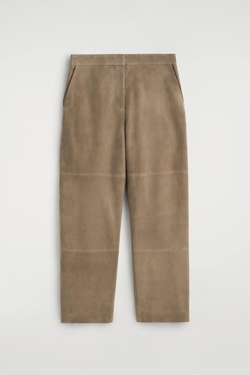 Suede Straight-Leg Pants