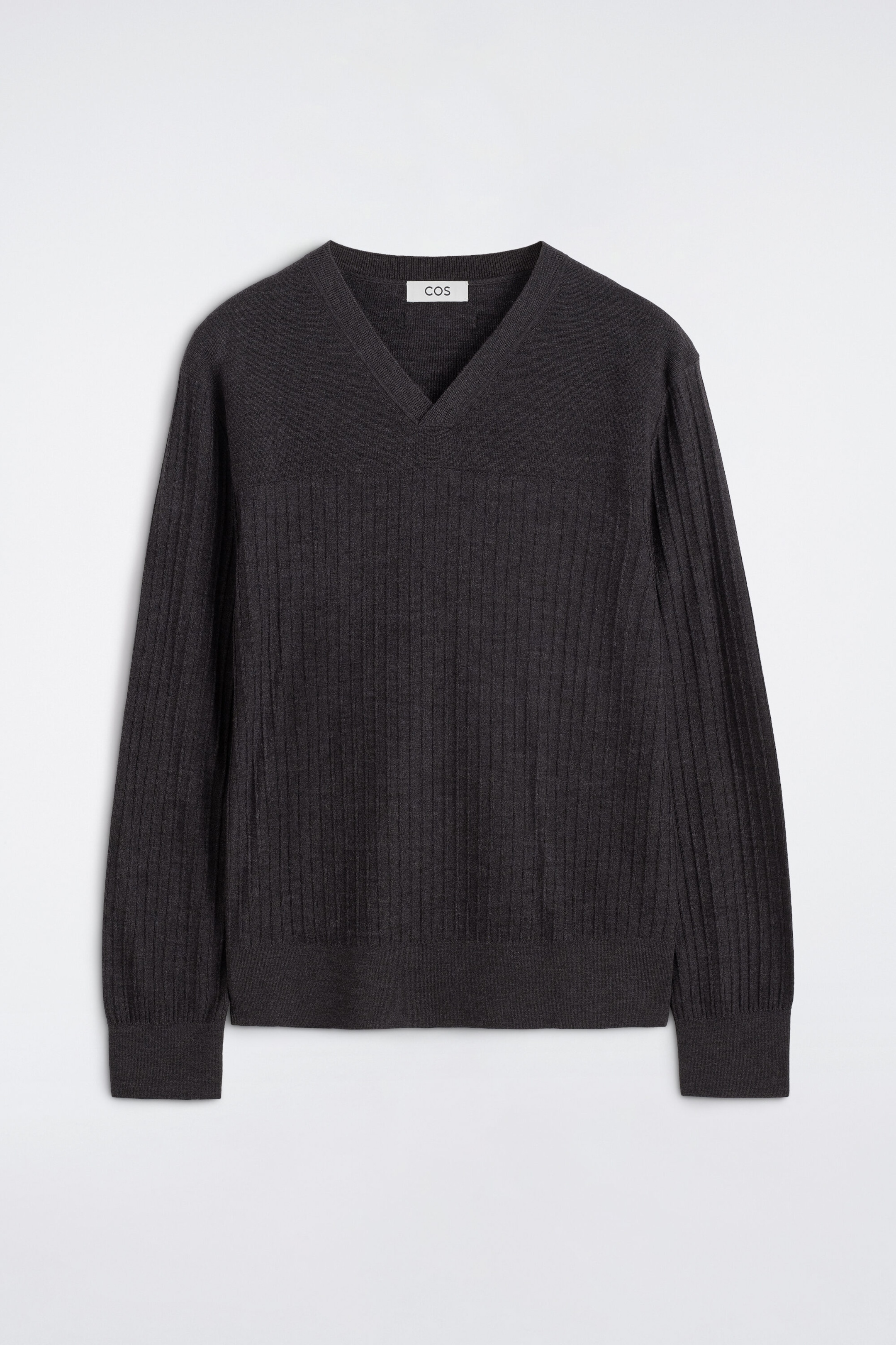 MAGLIONE A COSTE IN LANA MERINO CON SCOLLO A V