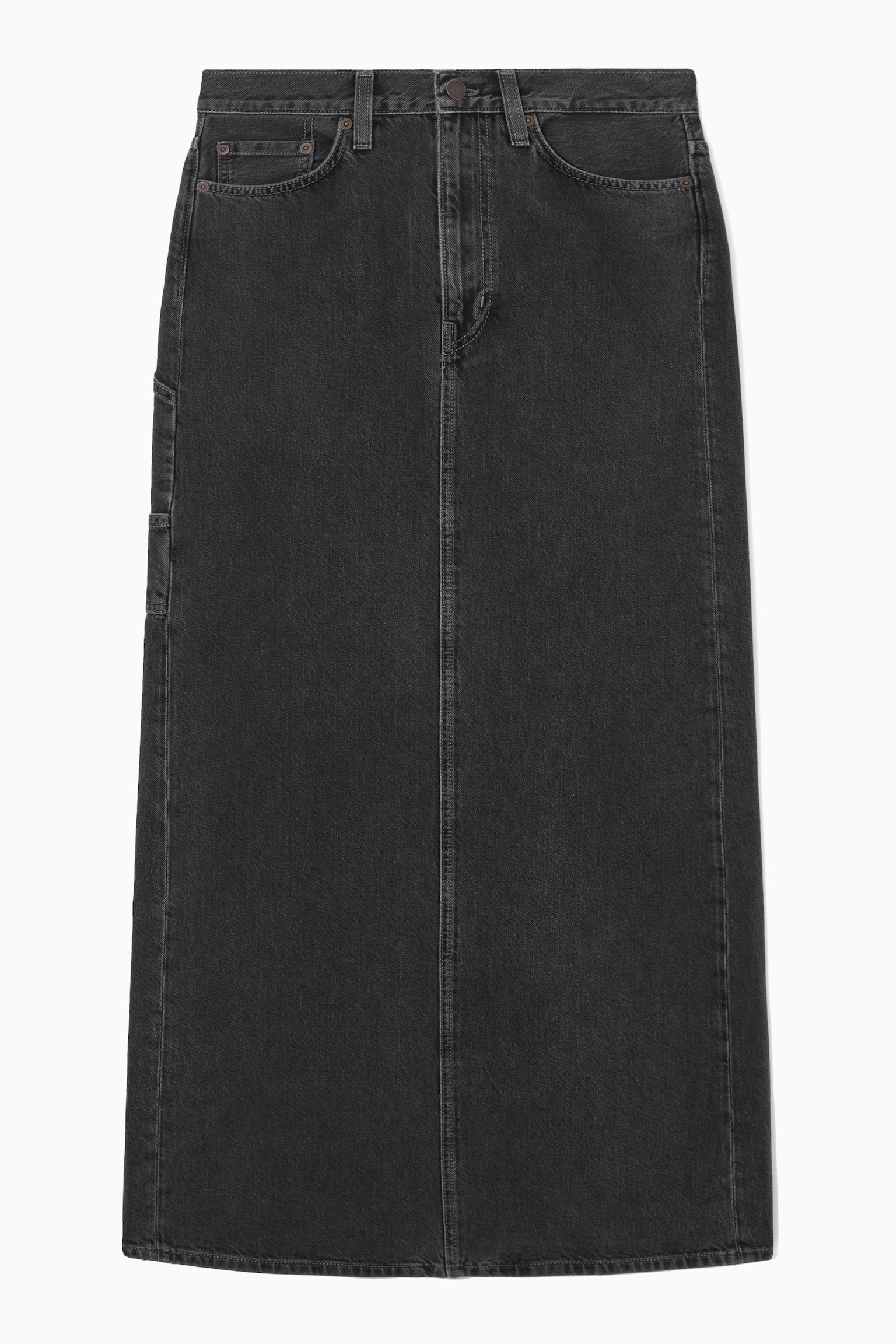 DENIM MAXI SKIRT - BLACK