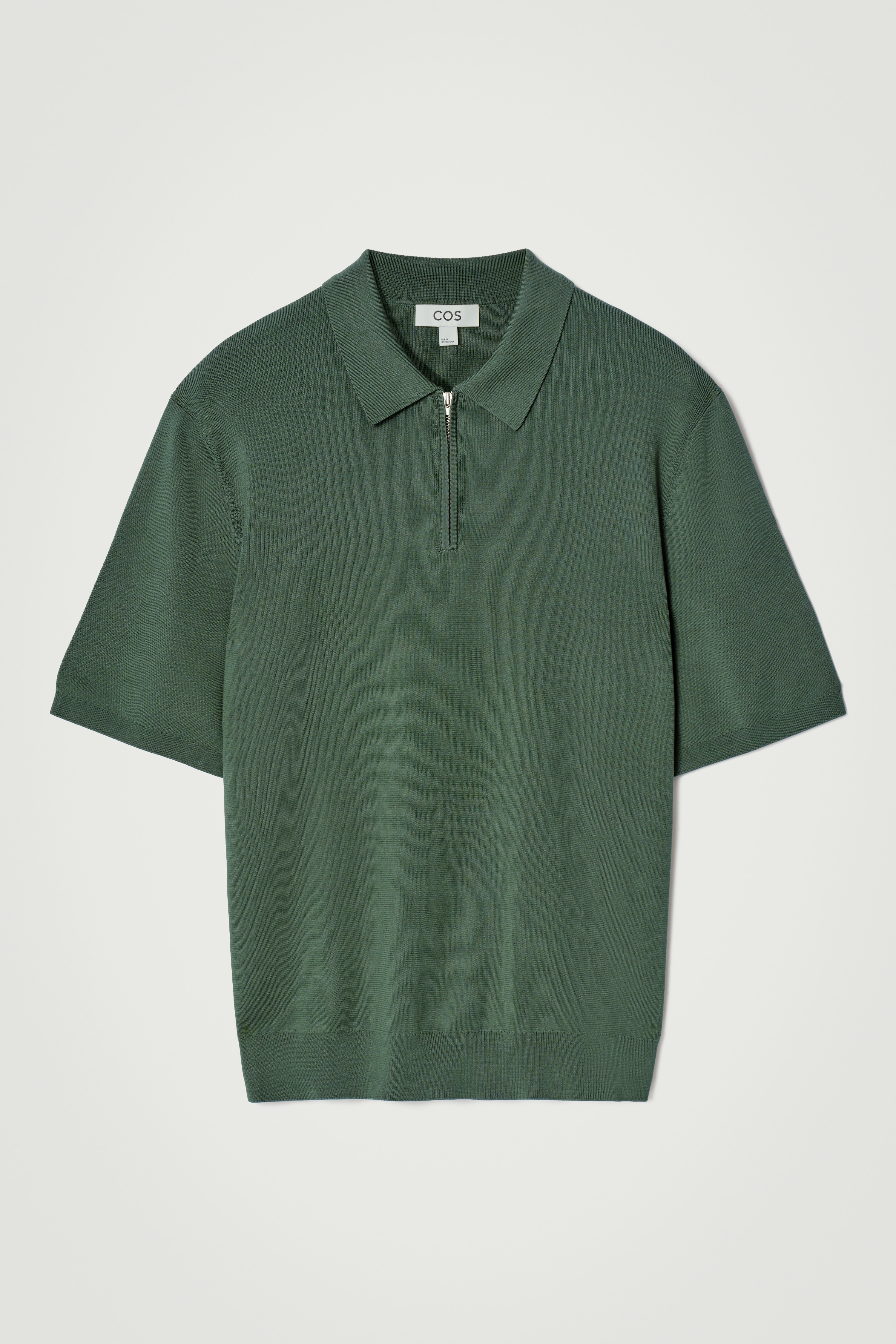 REGULAR KNITTED HALF-ZIP POLO SHIRT - GREEN/BLACK