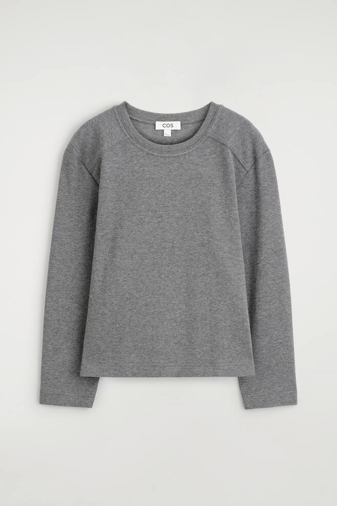 LANGARMSHIRT AUS BAUMWOLLE - GRAU MELIERT/DUNKELBRAUN - 1