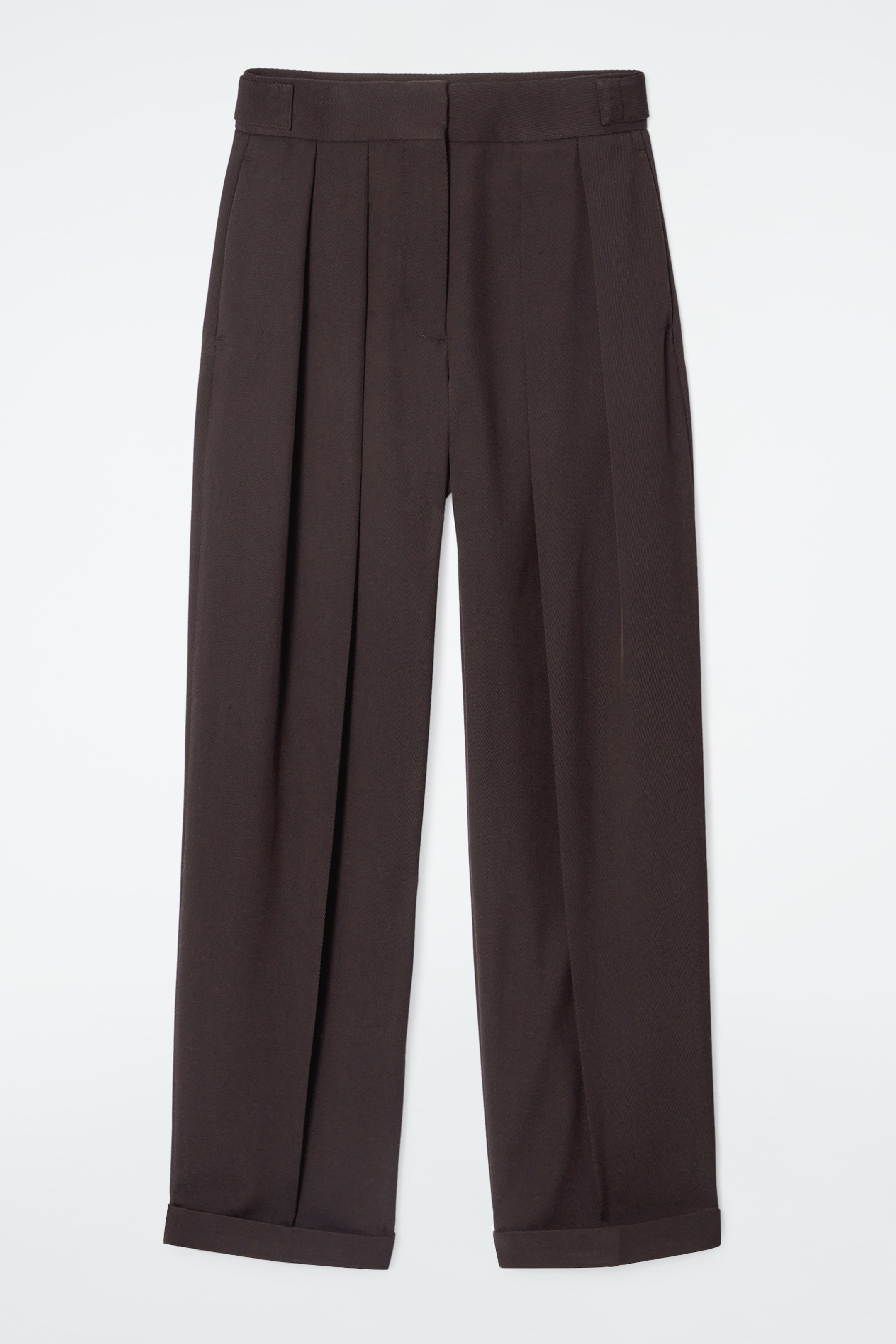 View larger image: PLEATED WOOL-BLEND TAPERED TROUSERS - DARK BROWN - Ladies | H&M GB 1