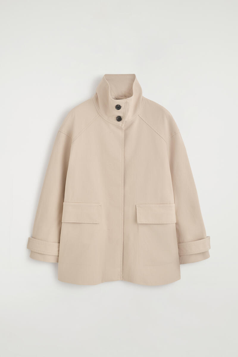 Cotton-Twill Funnel-Neck Jacket