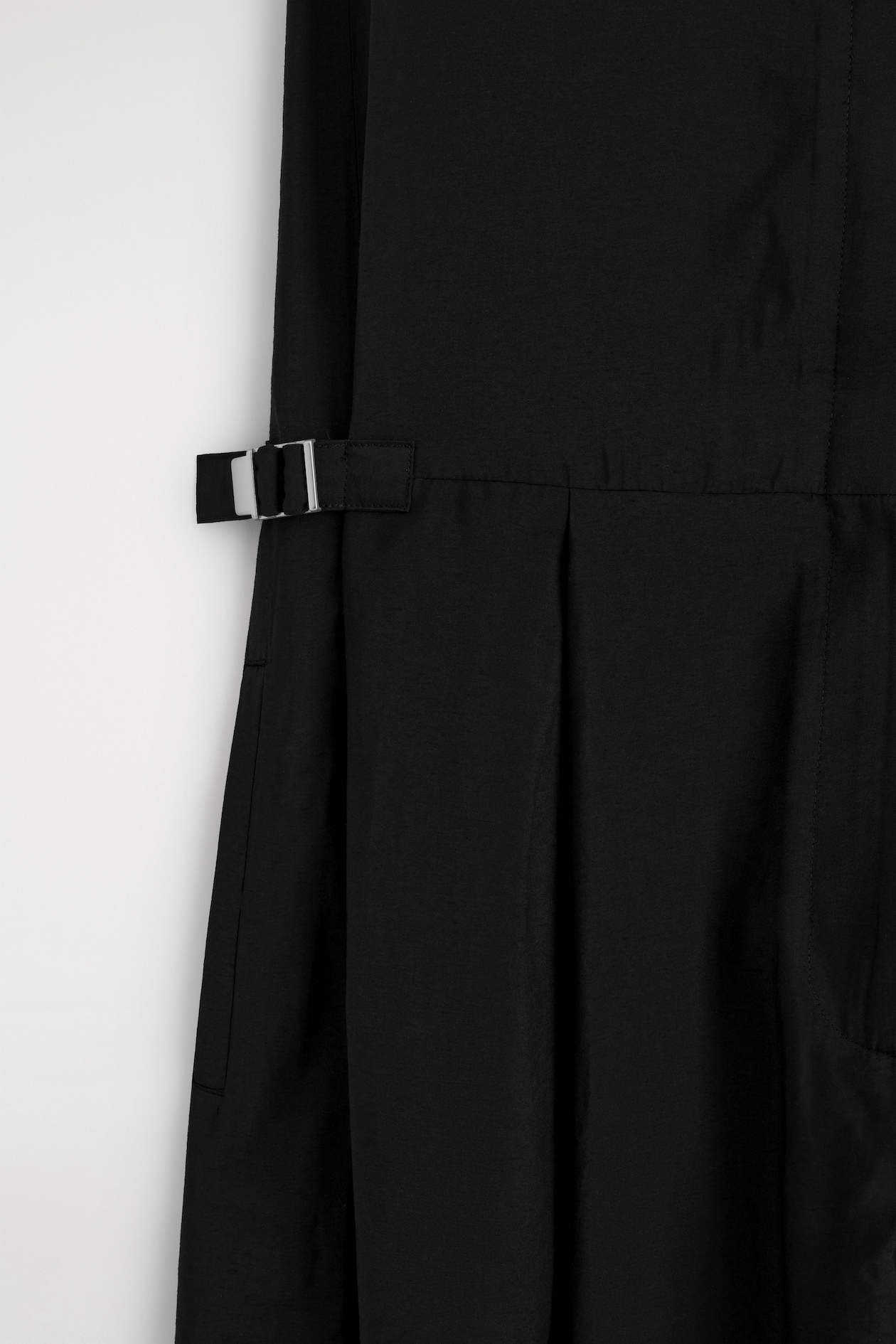SHAWL-COLLAR UTILITY JUMPSUIT — BLACK