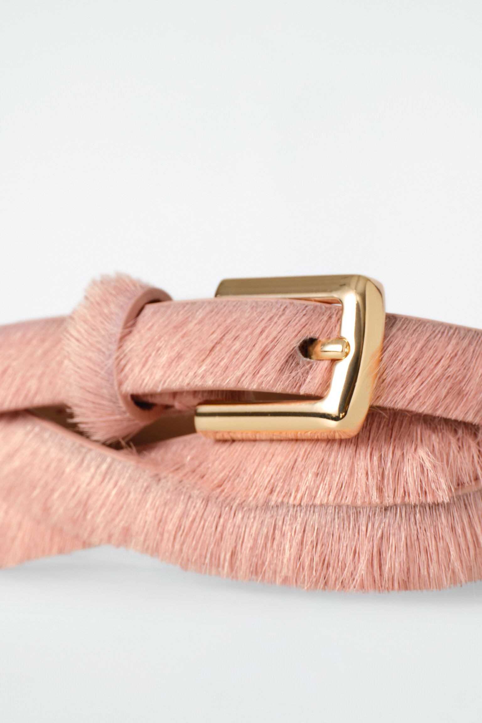 CEINTURE FINE EN CUIR FAÇON POILS DE PONEY - ROSE - 3