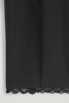 LACE-DETAIL WOOL TAPERED PANTS — BLACK 7
