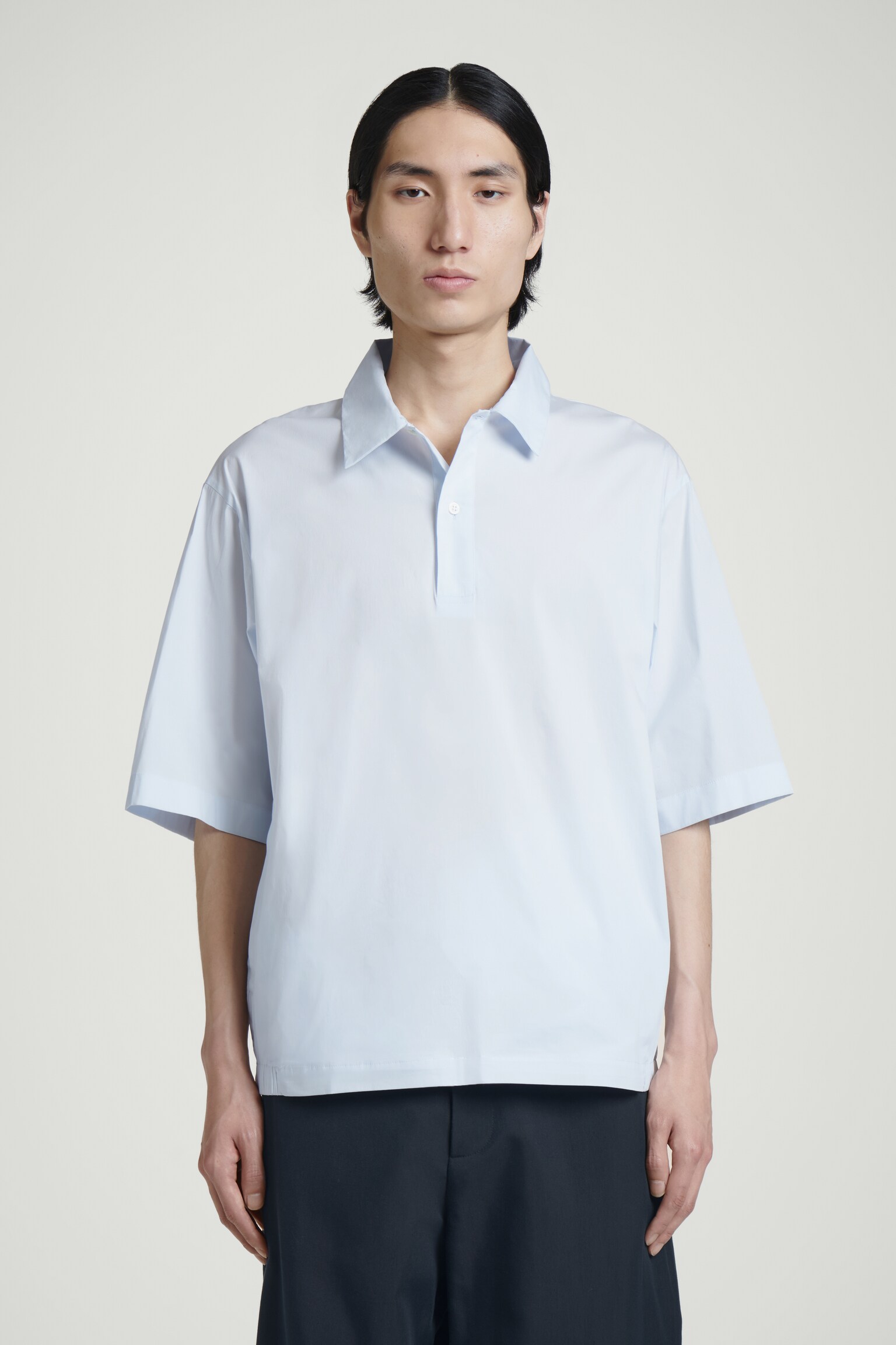 CHEMISE À ENFILER MANCHES COURTES EN COTON - BLEU CIEL