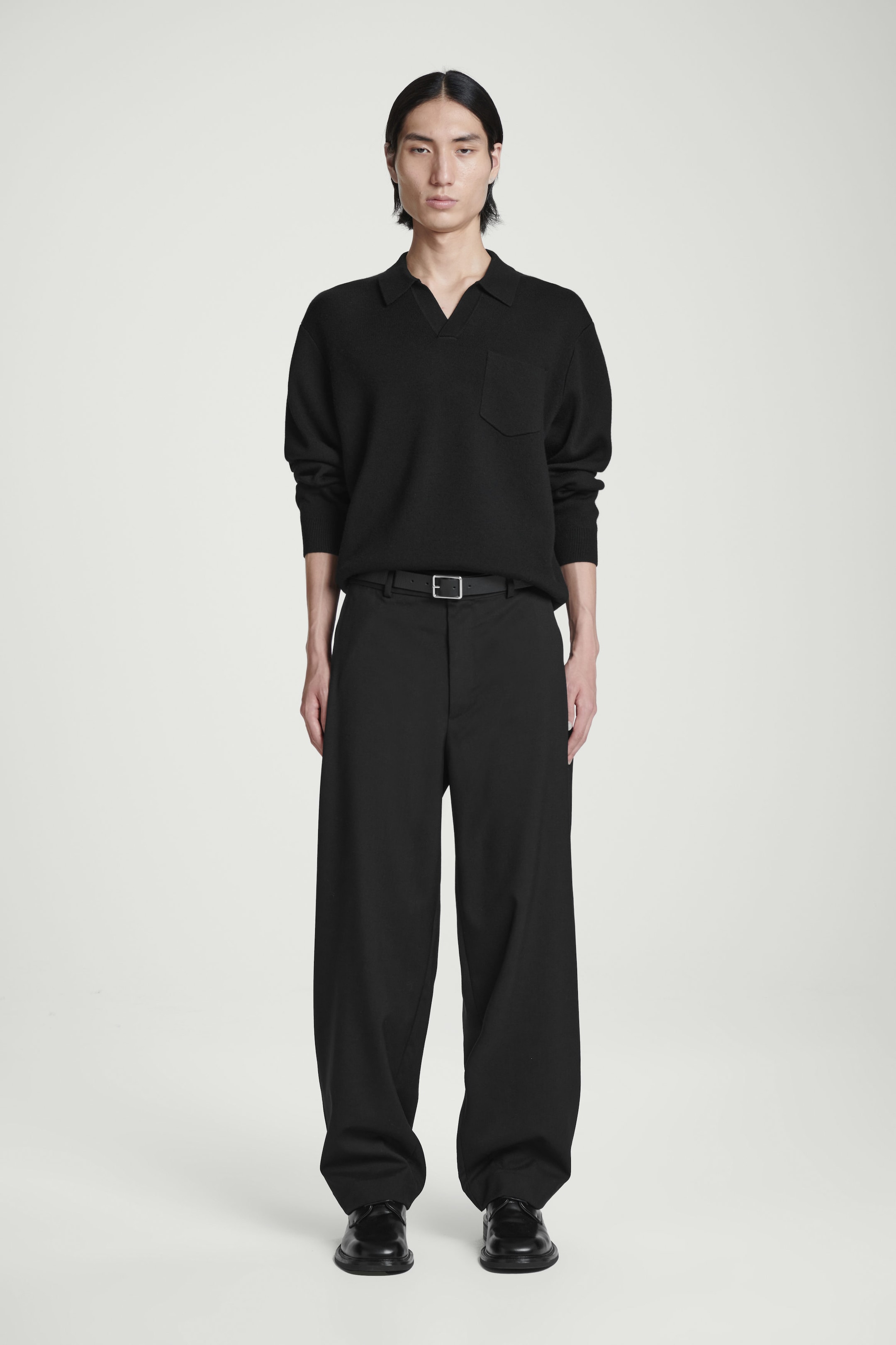 WOOL-HOPSACK PANTS- WIDE