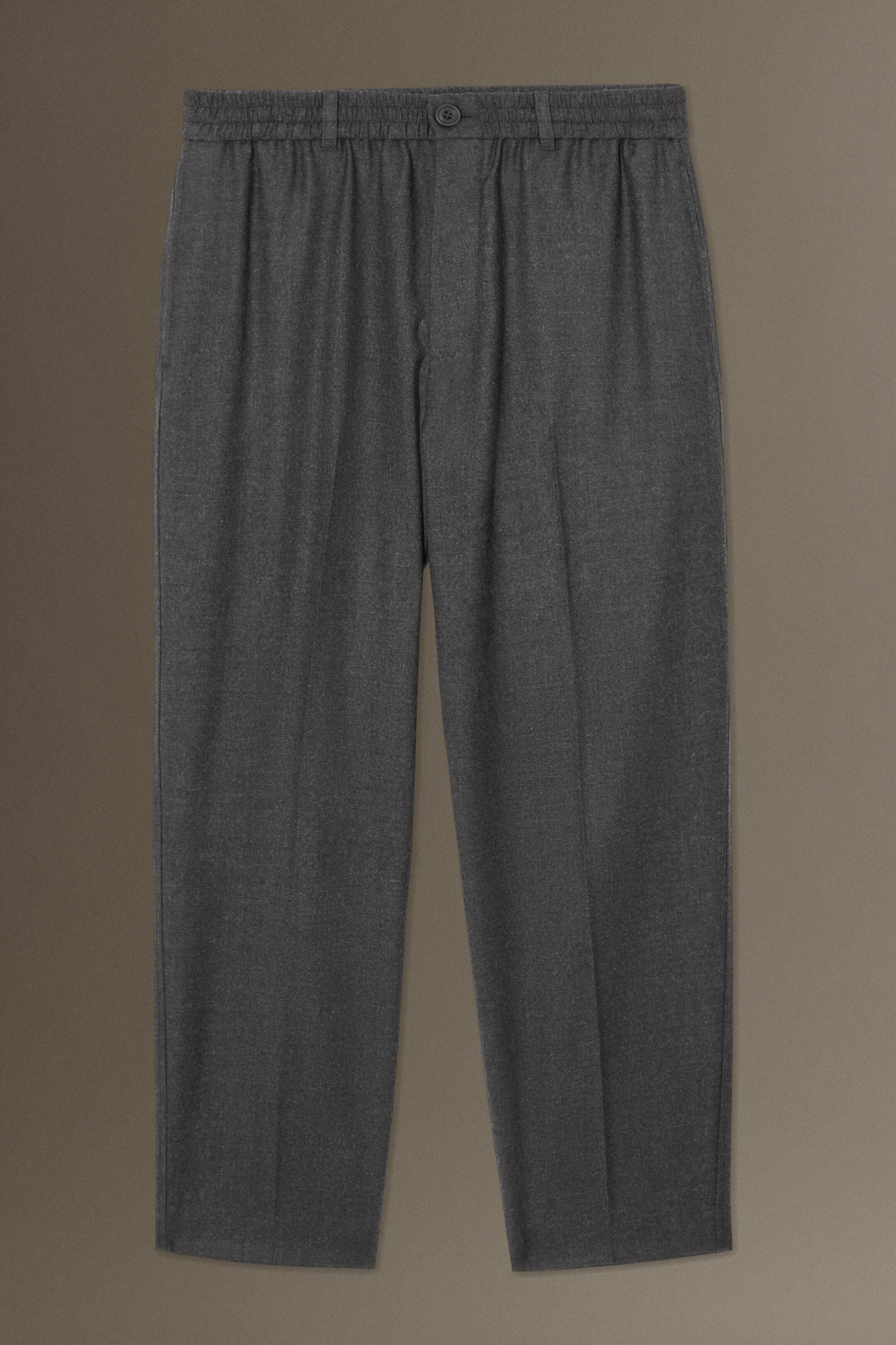 Näytä suurempi kuva: ELASTICATED WOOL-FLANNEL TROUSERS - TAPERED - GREY - MIEHET | H&M FI 1