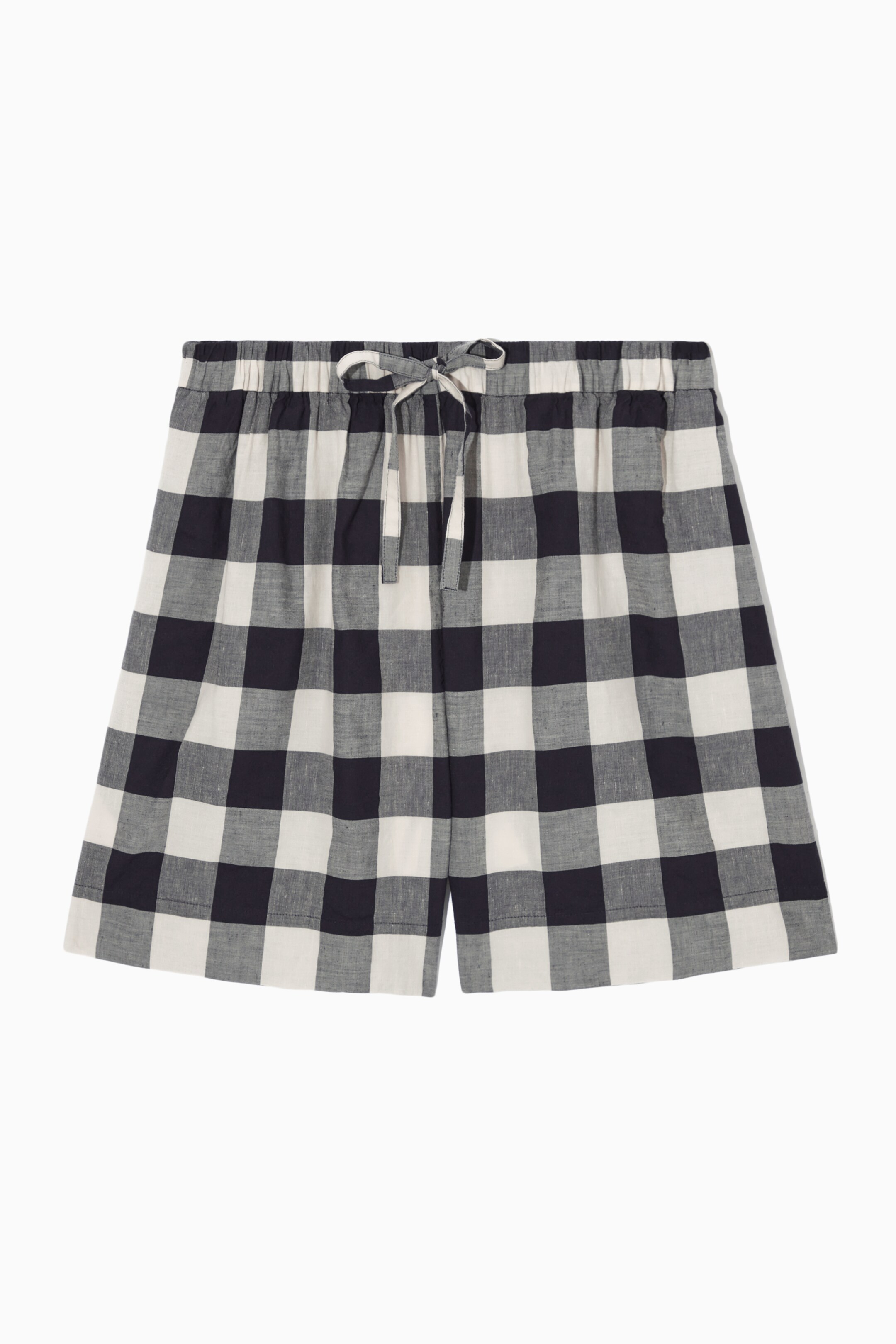 View larger image: GINGHAM LINEN SHORTS - NAVY / CREAM / CHECKED - Ladies | H&M GB 1