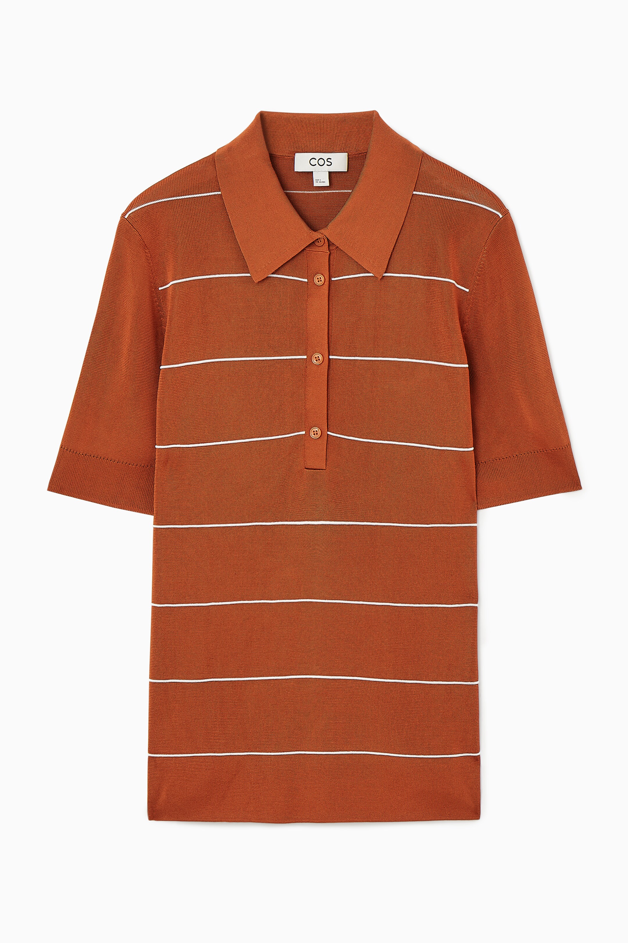 Grösseres Bild ansehen: GESTREIFTES POLOSHIRT AUS STRICK - DUNKLES ORANGE/GESTREIFT - DAMEN | H&M CH 1