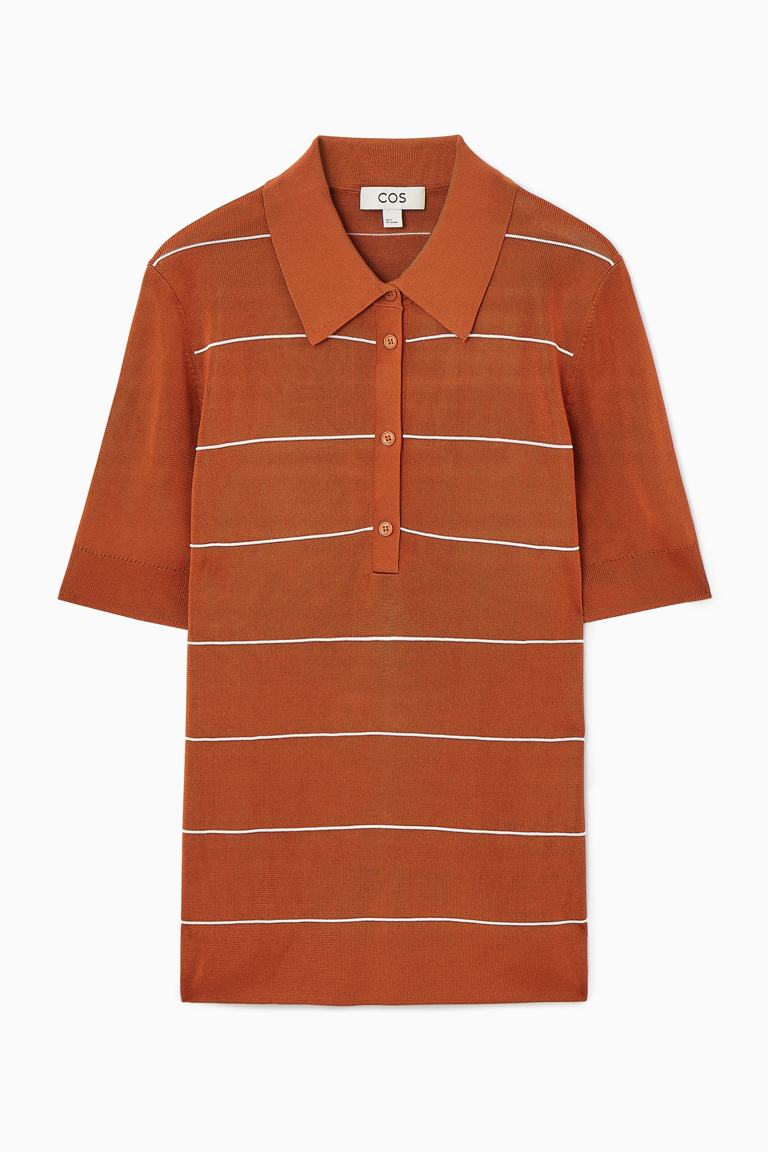 STRIPED KNITTED POLO SHIRT - DARK ORANGE / STRIPED/NAVY / STRIPED - 1