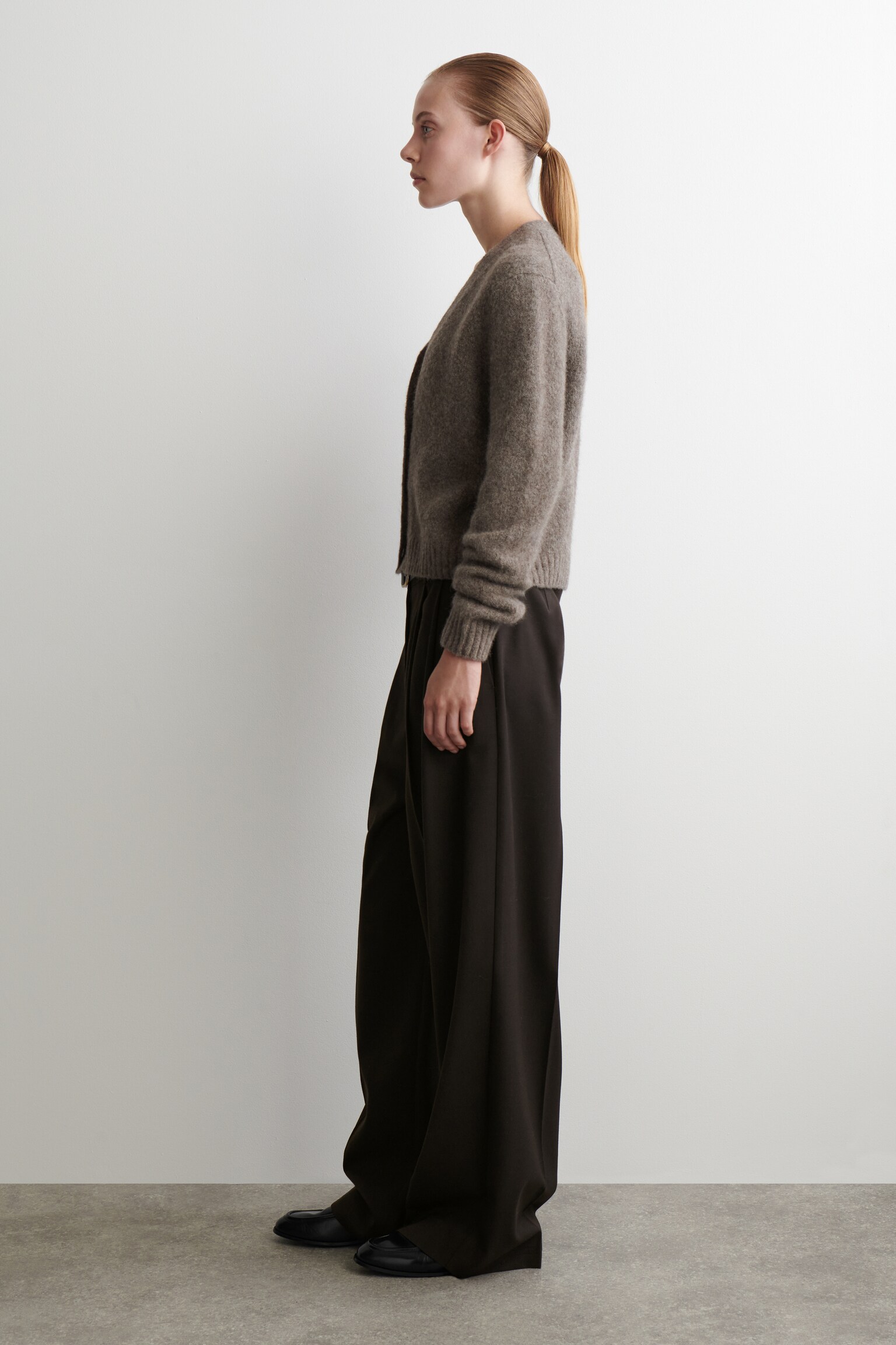 CROPPED ALPACA-BLEND CARDIGAN - TAUPE MÉLANGE - 6
